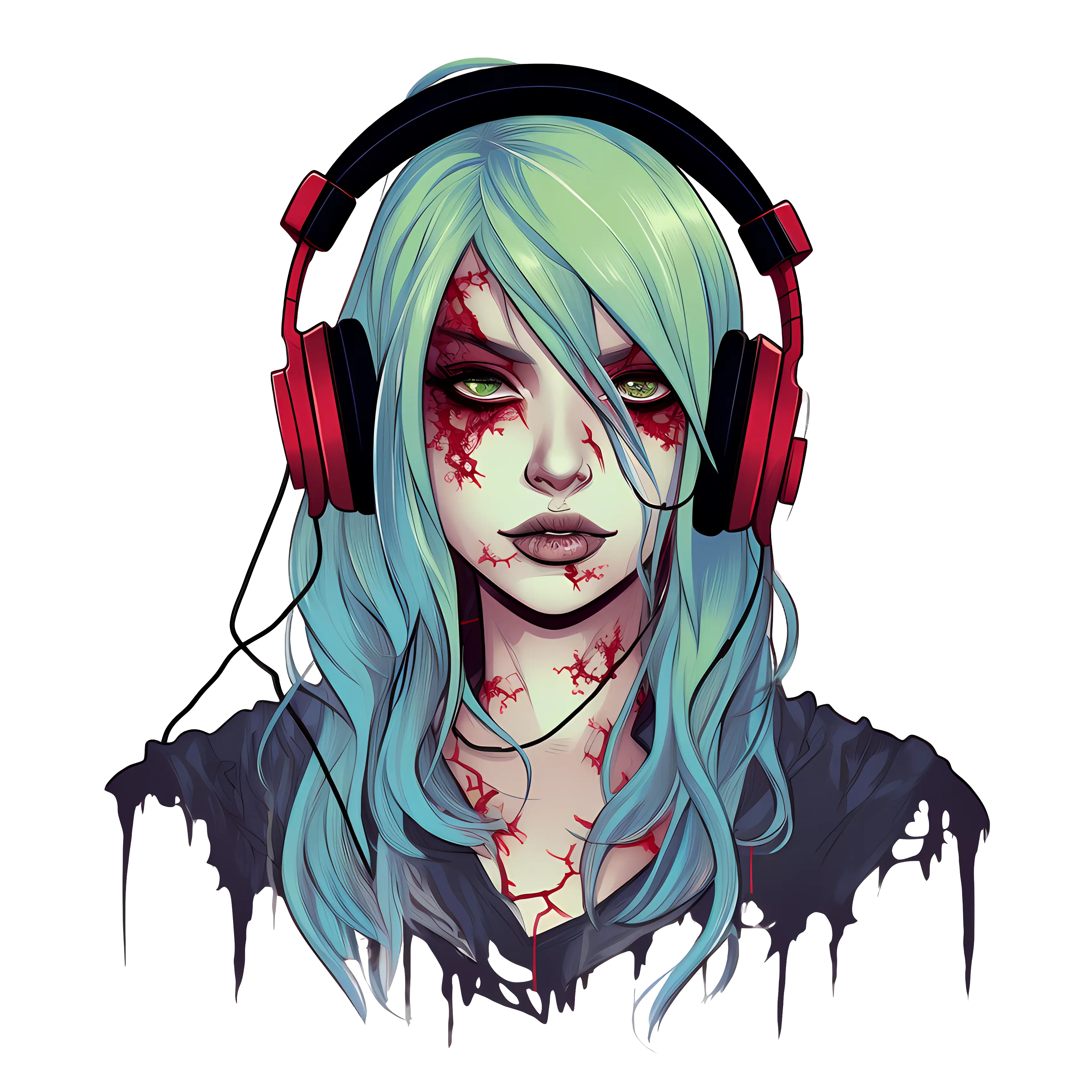 Zombie Girl with Headphones