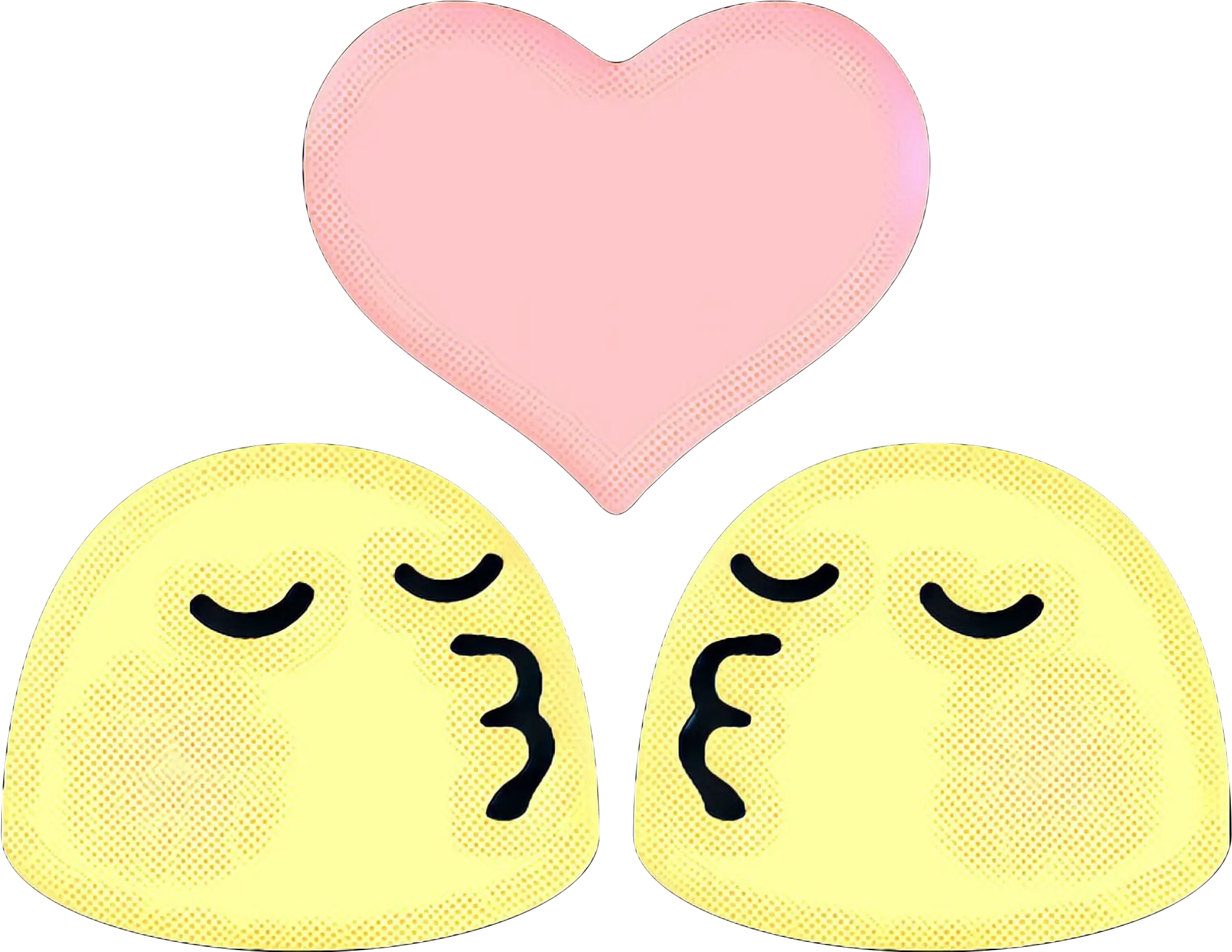 Yellow Kissing Emojis with Heart