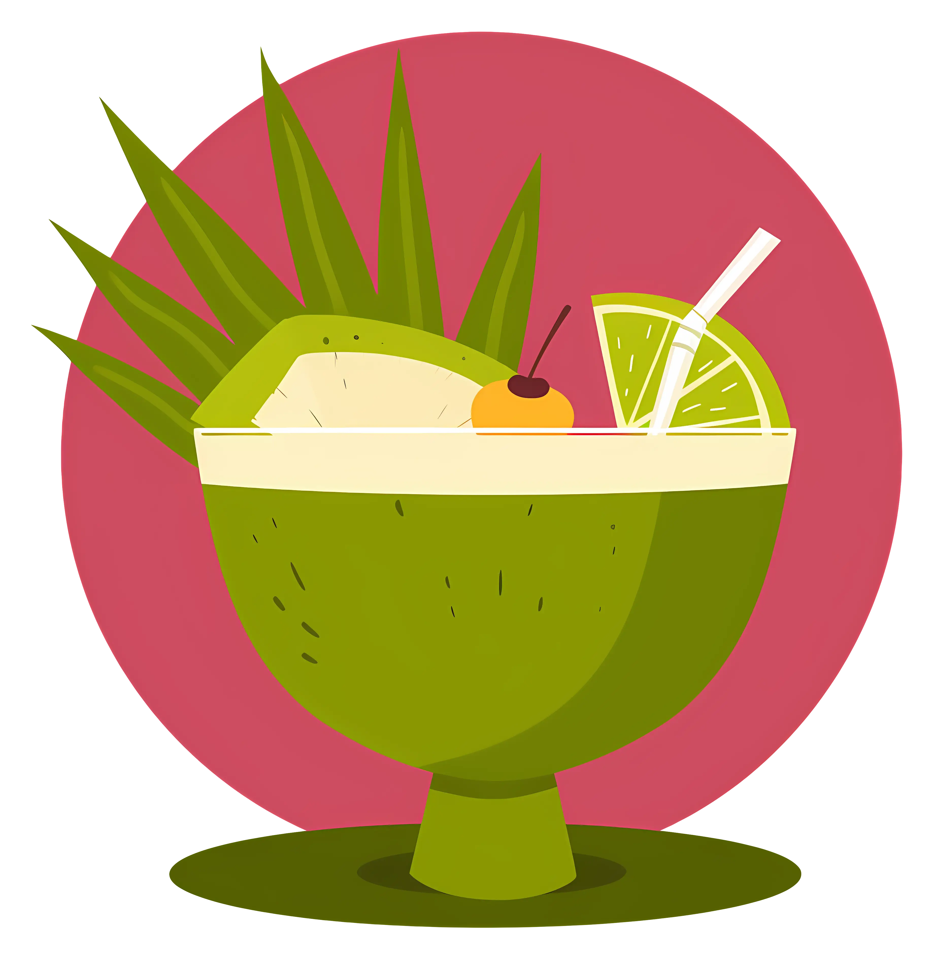 Refreshing Coconut Drink with Lime and Cherry