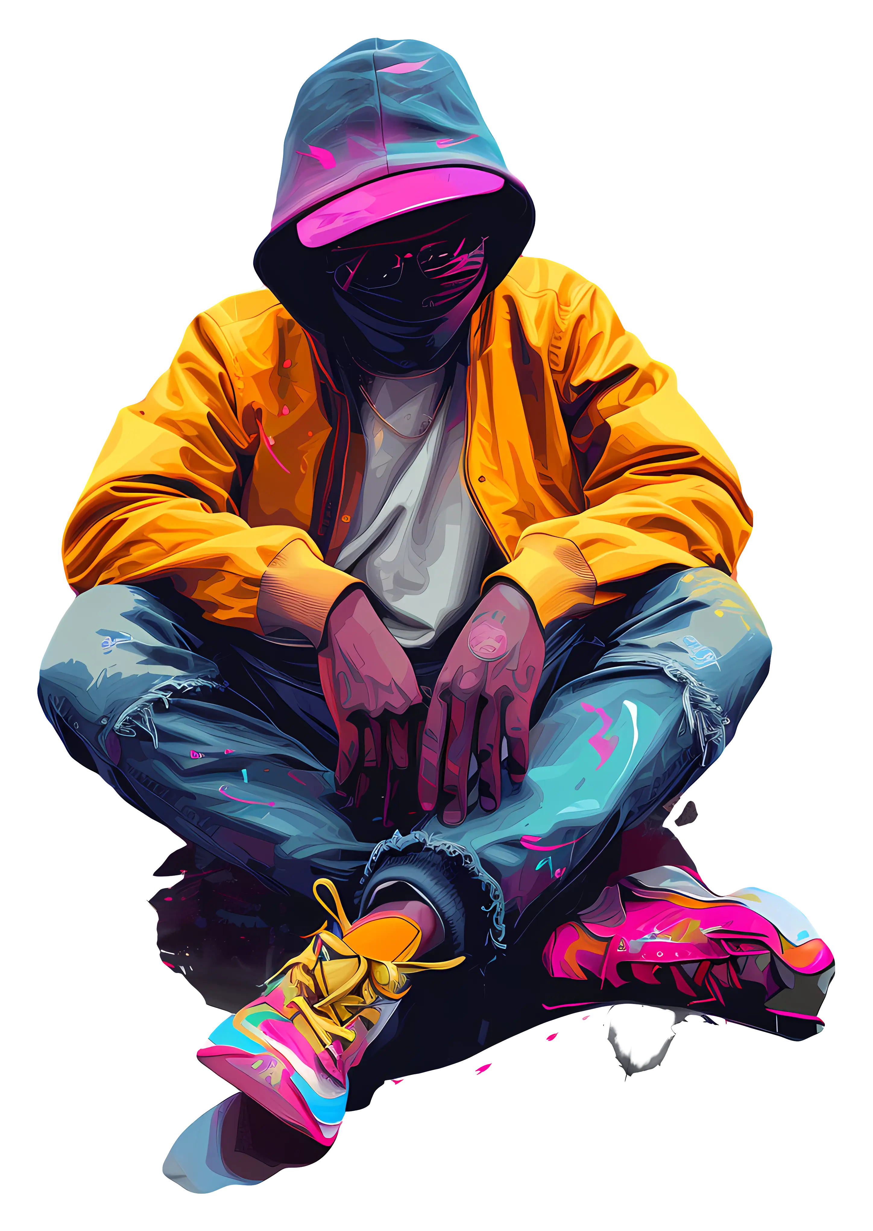 Colorful Hooded Person Illustration