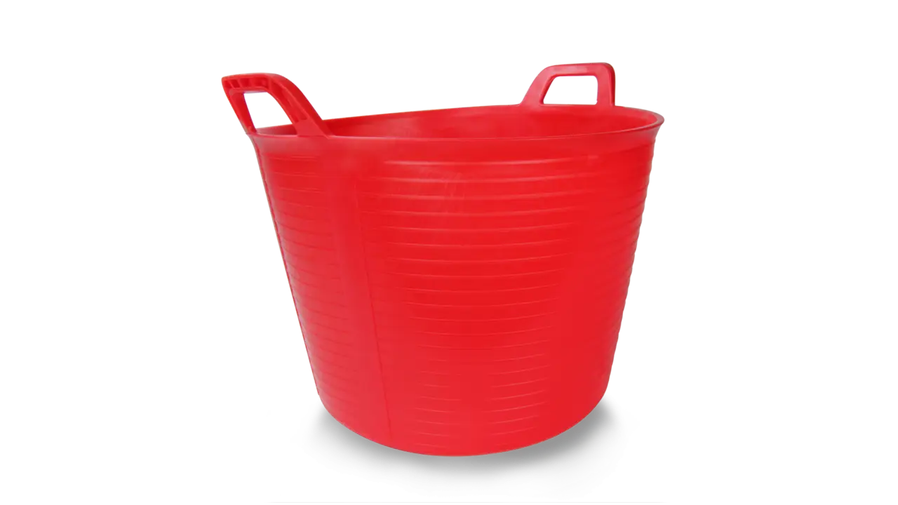Red Plastic Bucket with Handles