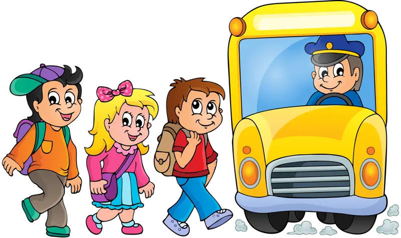 School Bus with Children and Driver