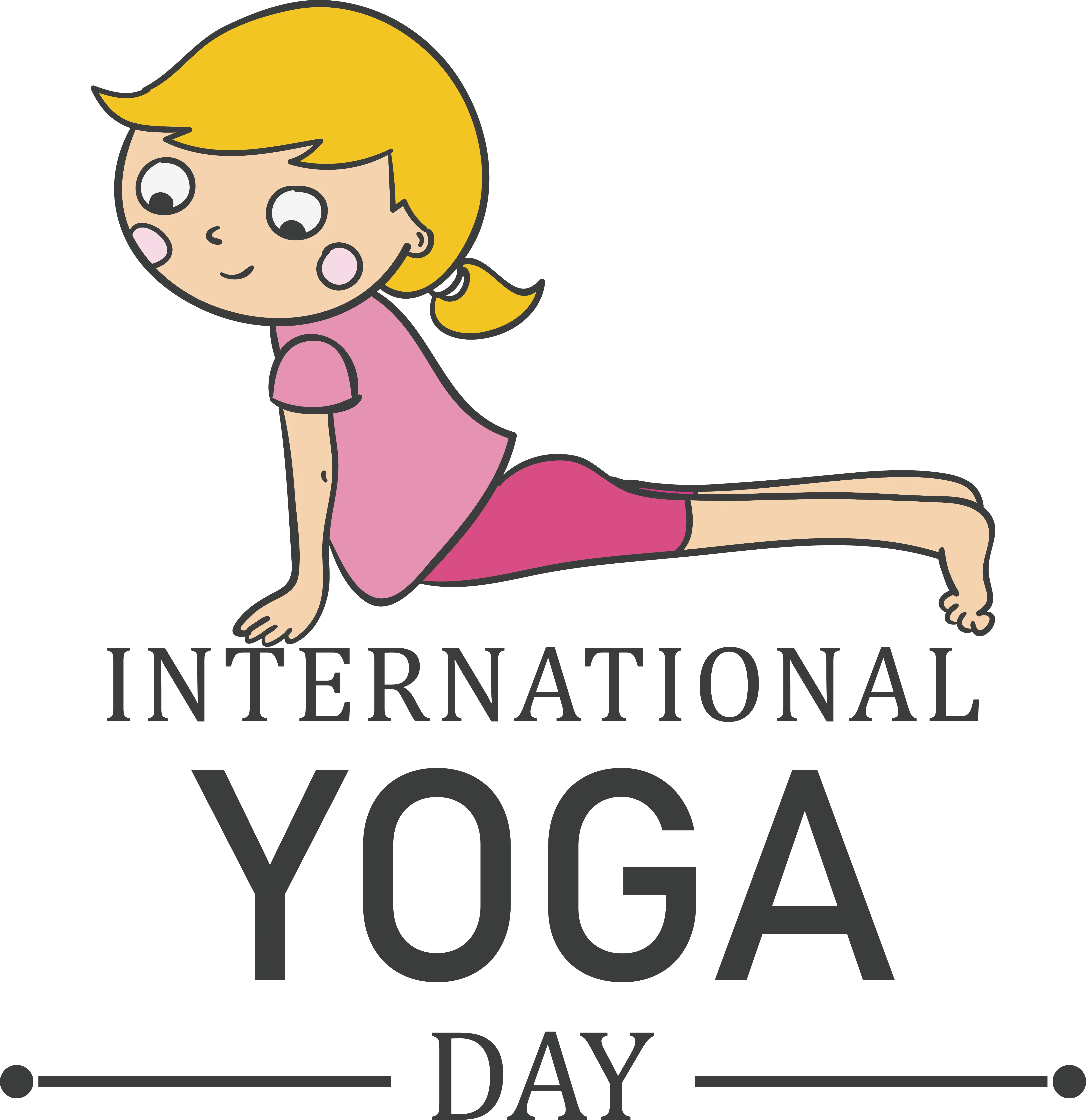 Cartoon of Child Practicing Yoga for International Yoga Day