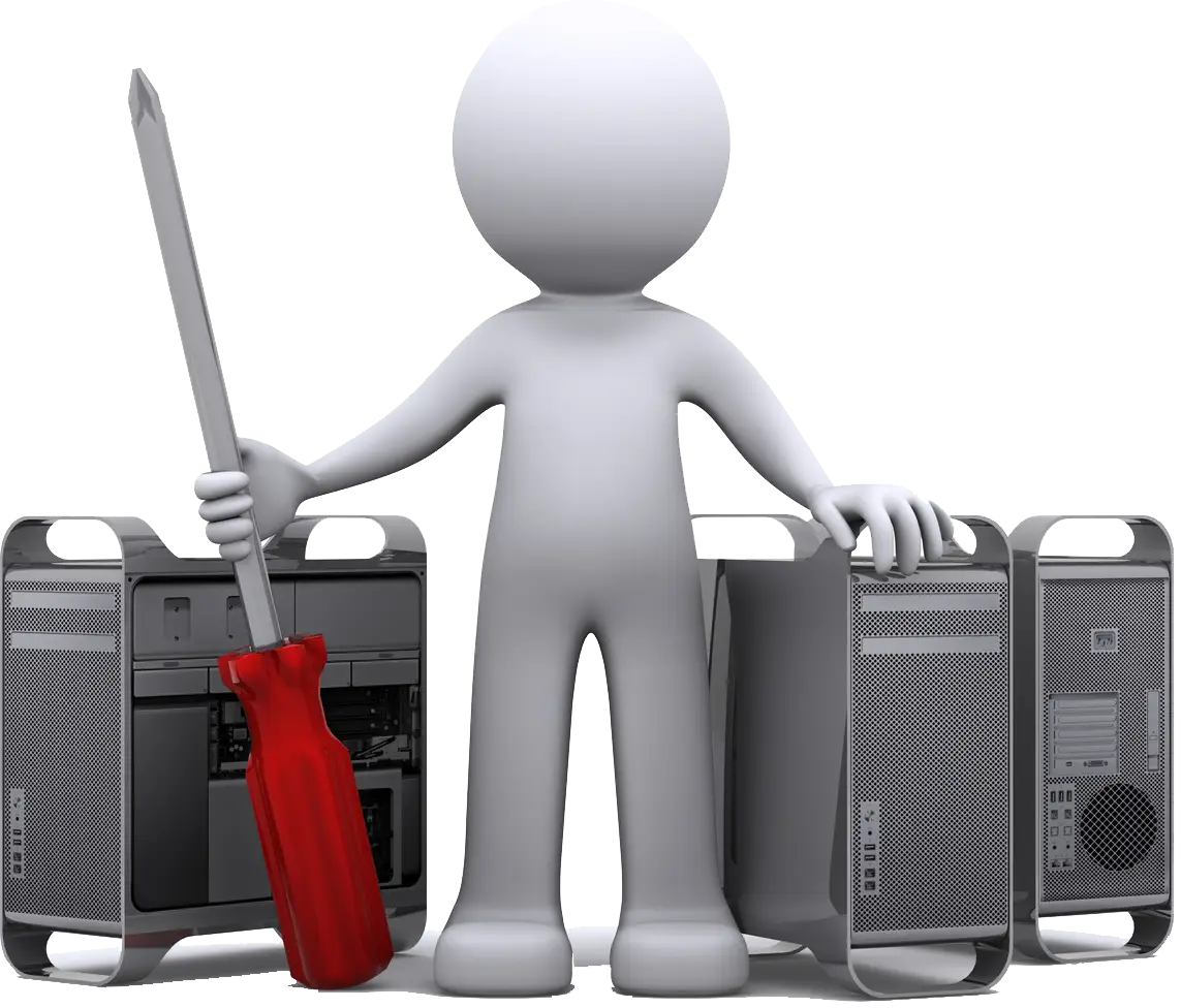 Figure with Screwdriver and Computers