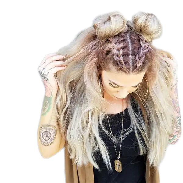 Braided Hair with Buns