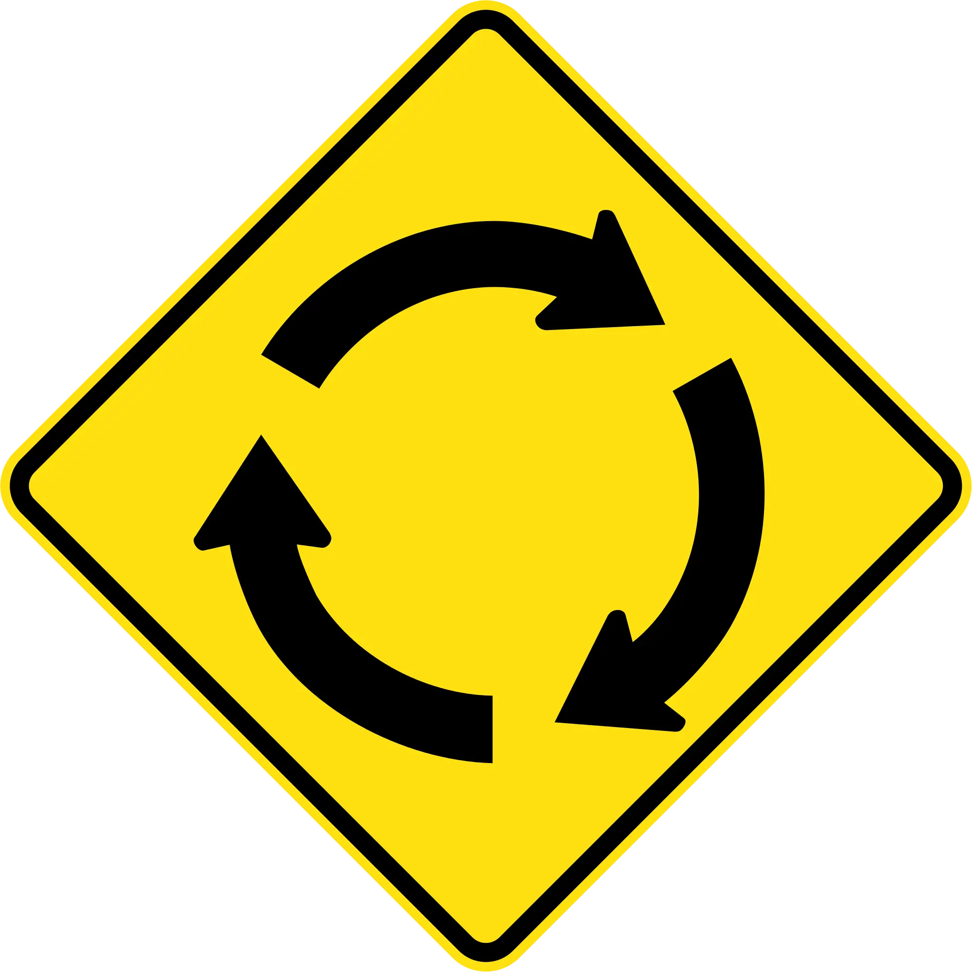 Yellow Roundabout Traffic Sign for Road Safety