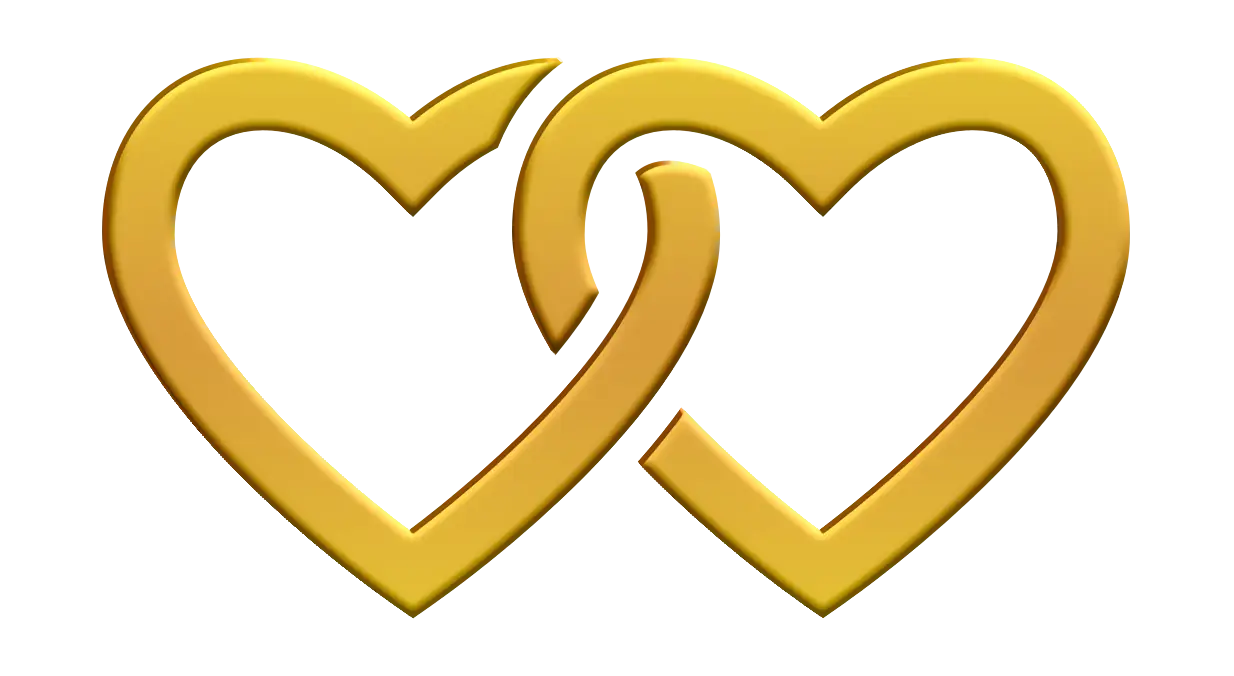 Golden Interlocked Hearts Illustration