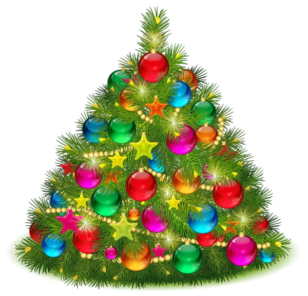 Bright Colorful Christmas Tree with Shiny Ornaments