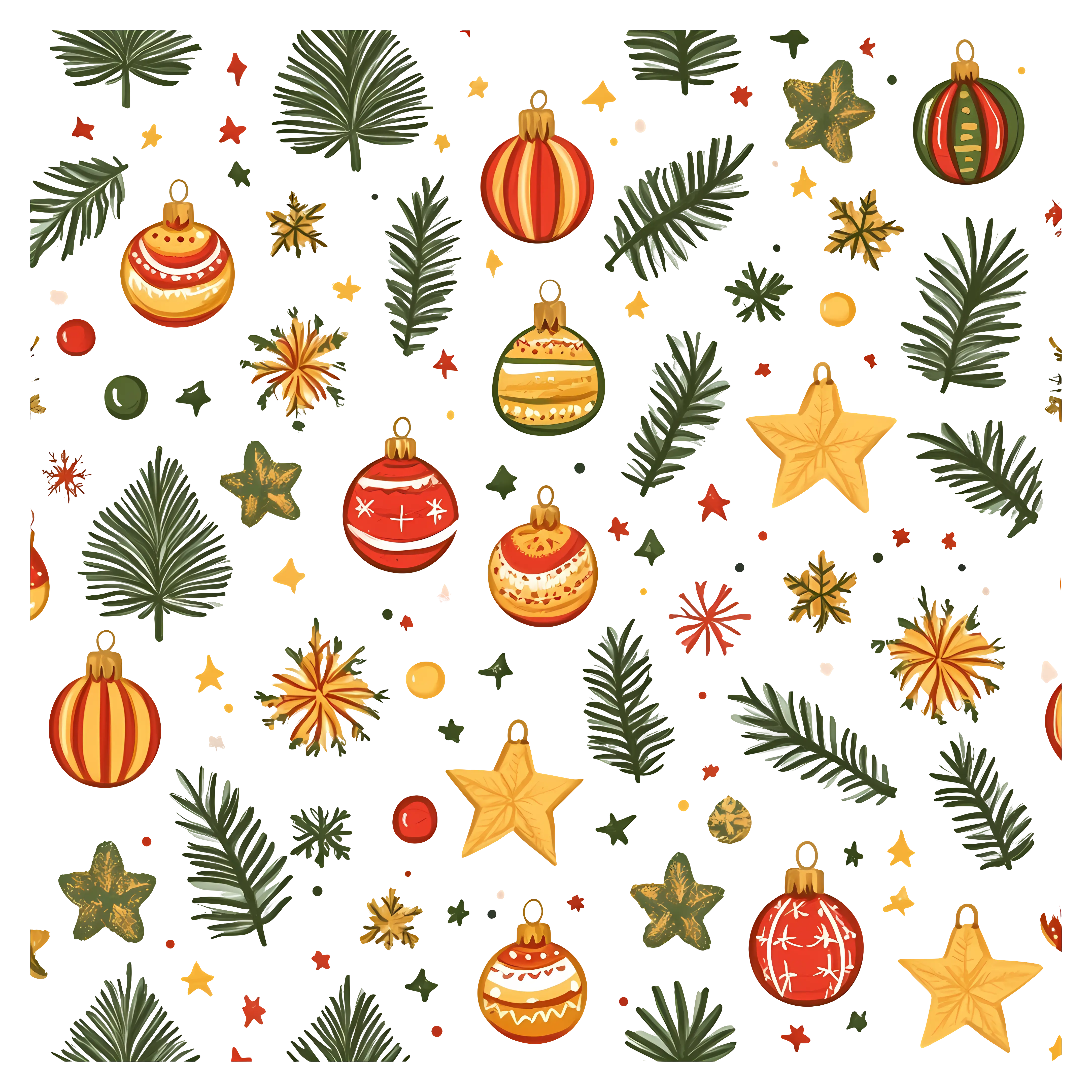 Festive Christmas Ornaments and Stars
