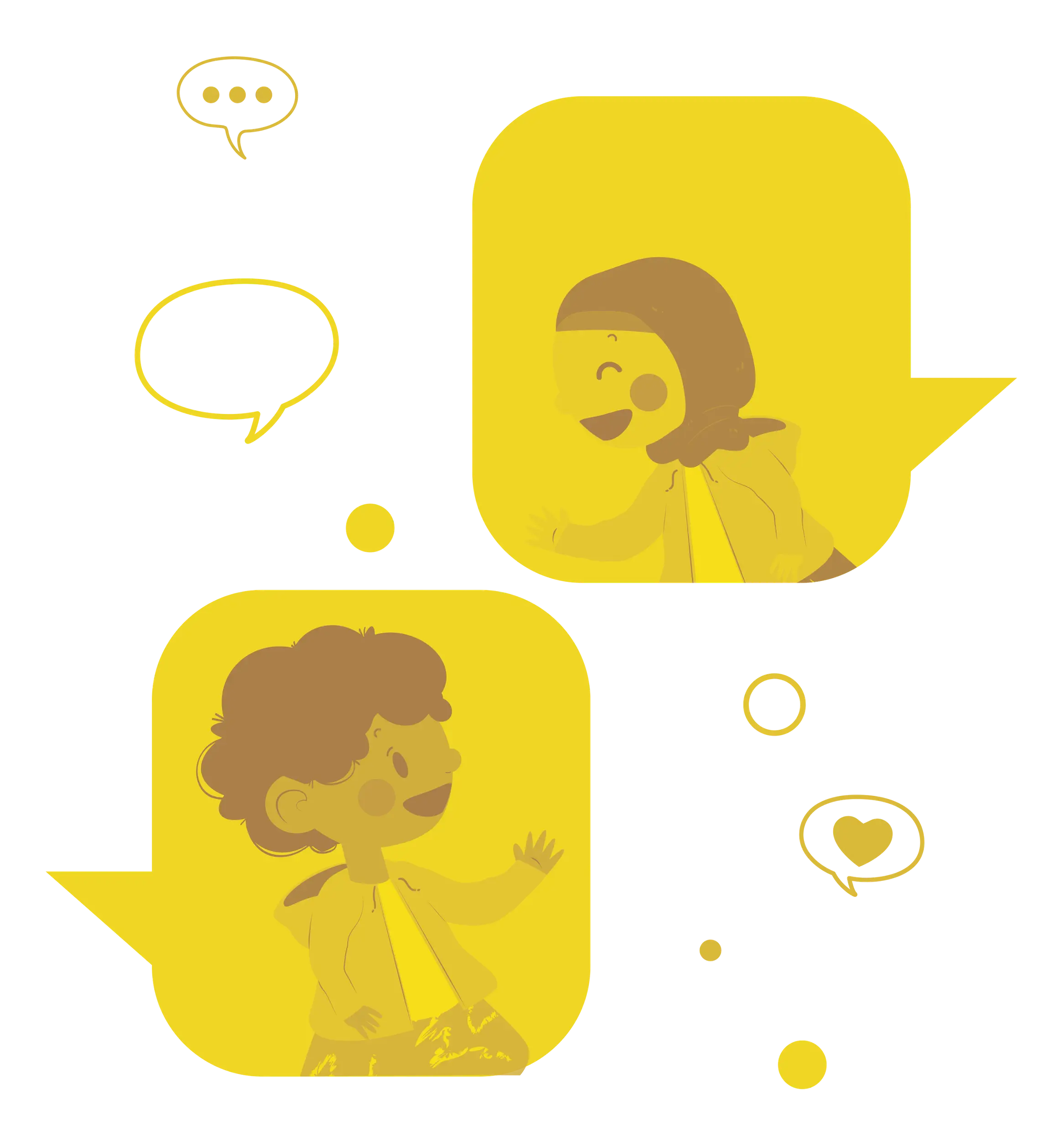 Yellow Themed Children&#039;s Conversation with Speech Bubbles