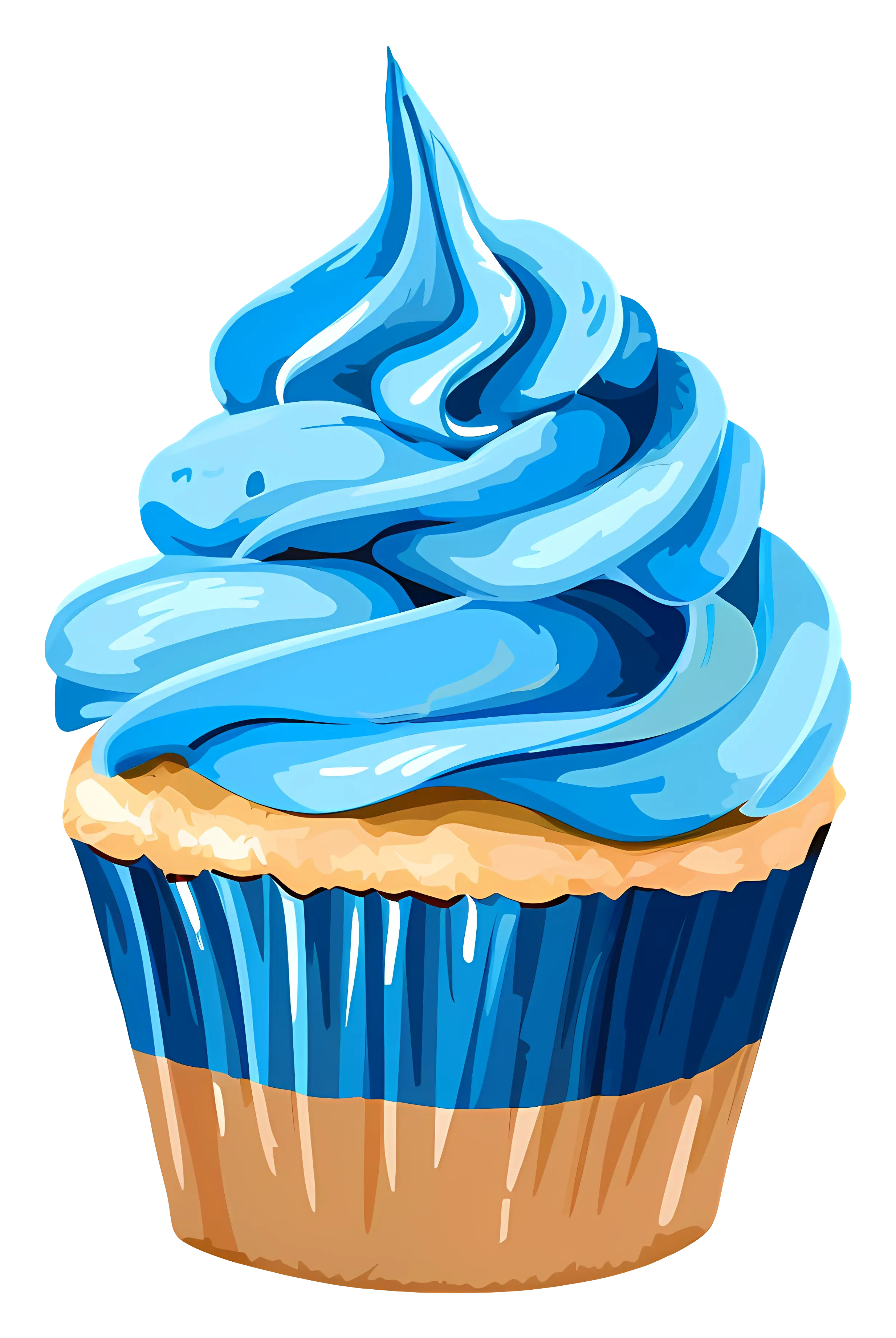 Blue Frosted Cupcake Illustration
