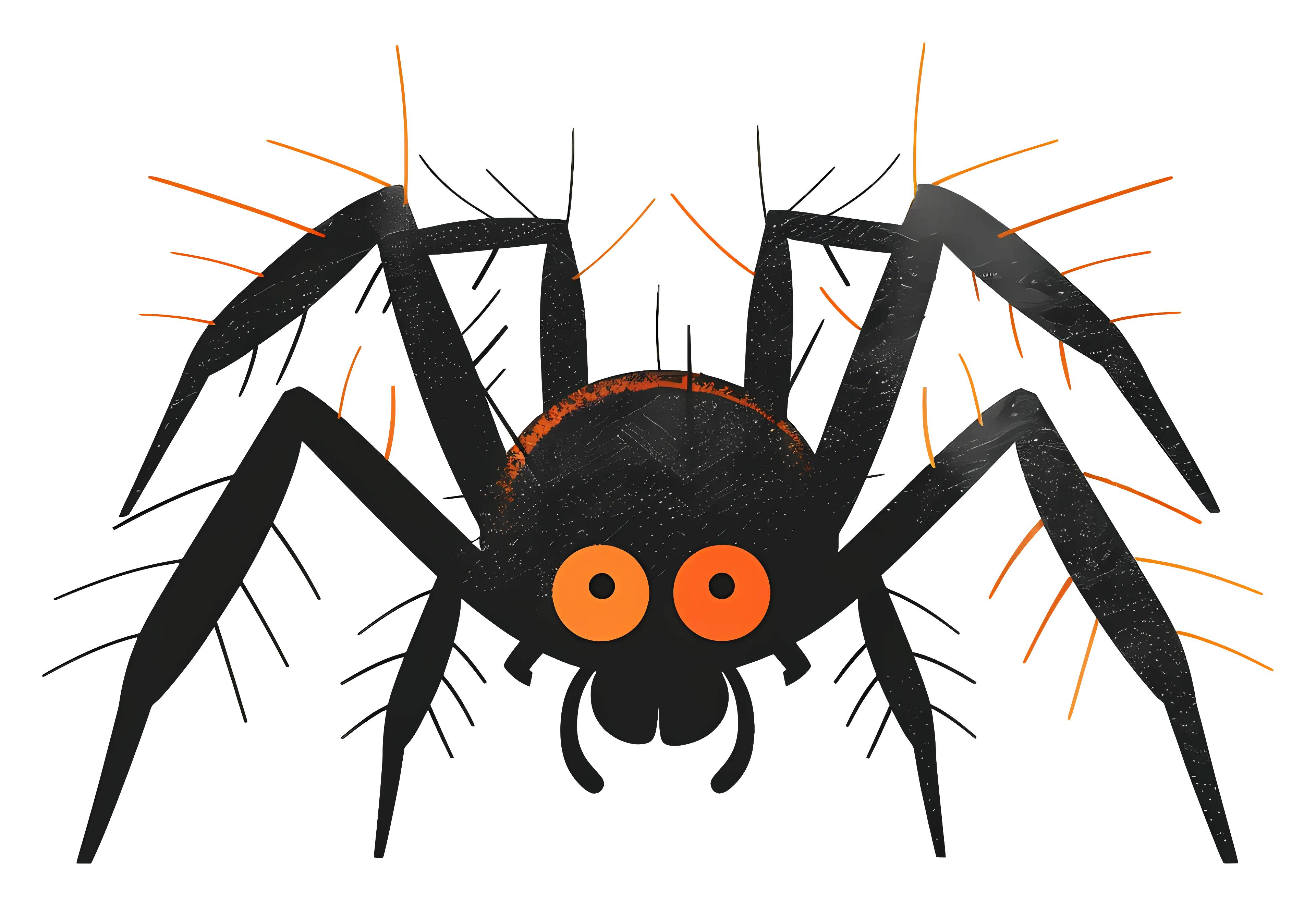 Black Spider Illustration with Orange Eyes
