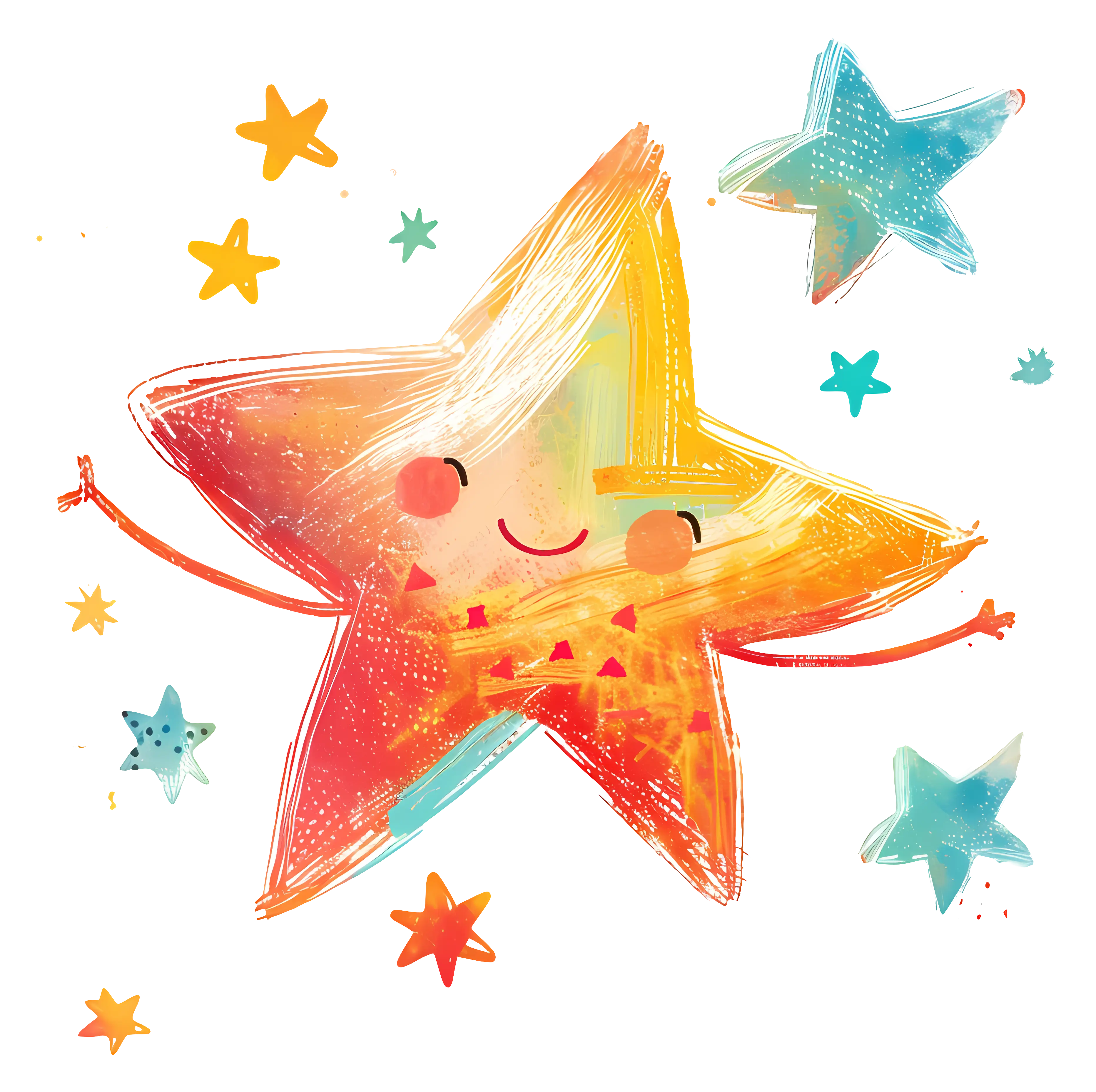 Smiling Cartoon Star Illustration with Fun Colors