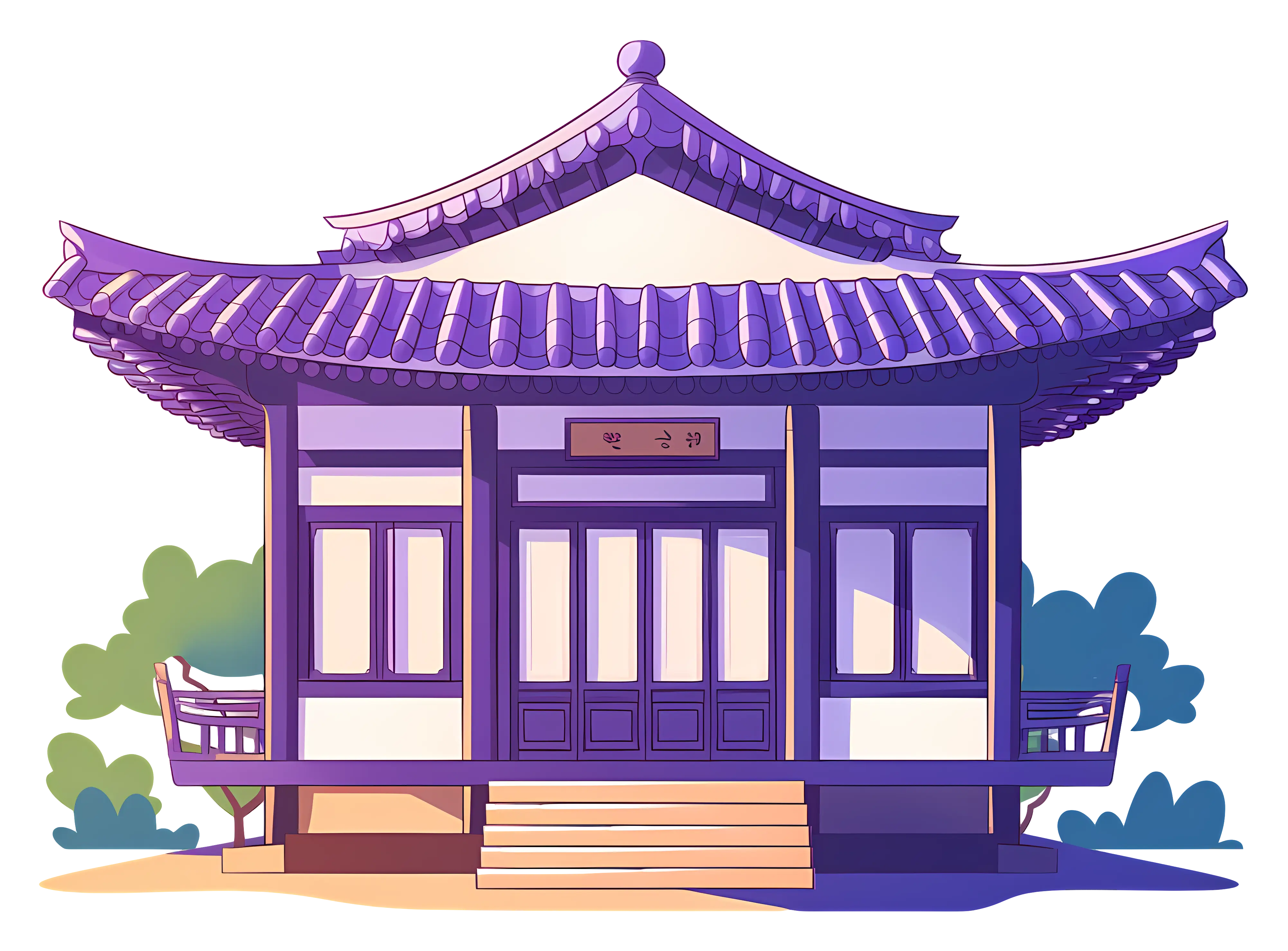 Asian Traditional Style Wooden House Illustration