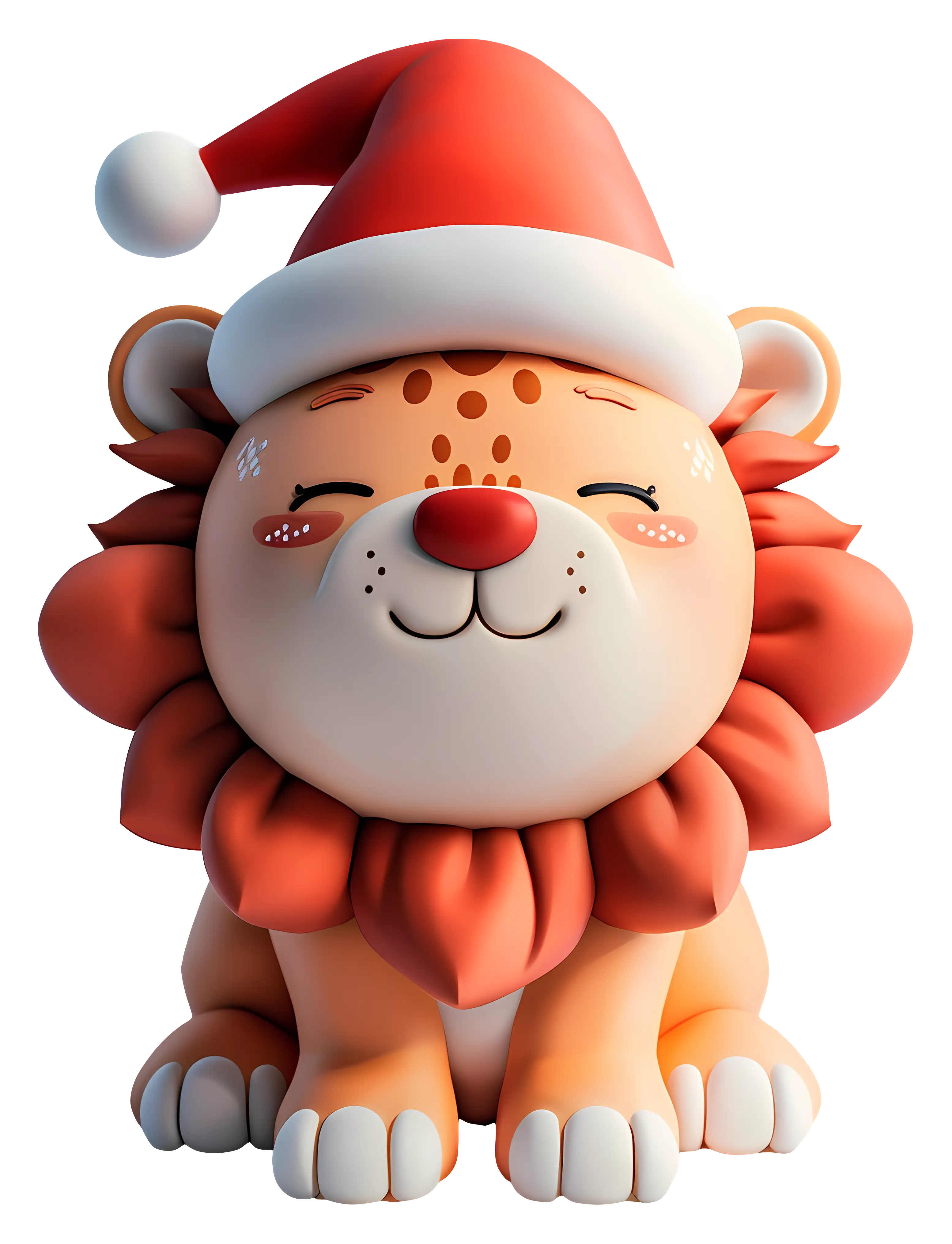 Cute Lion with Santa Hat
