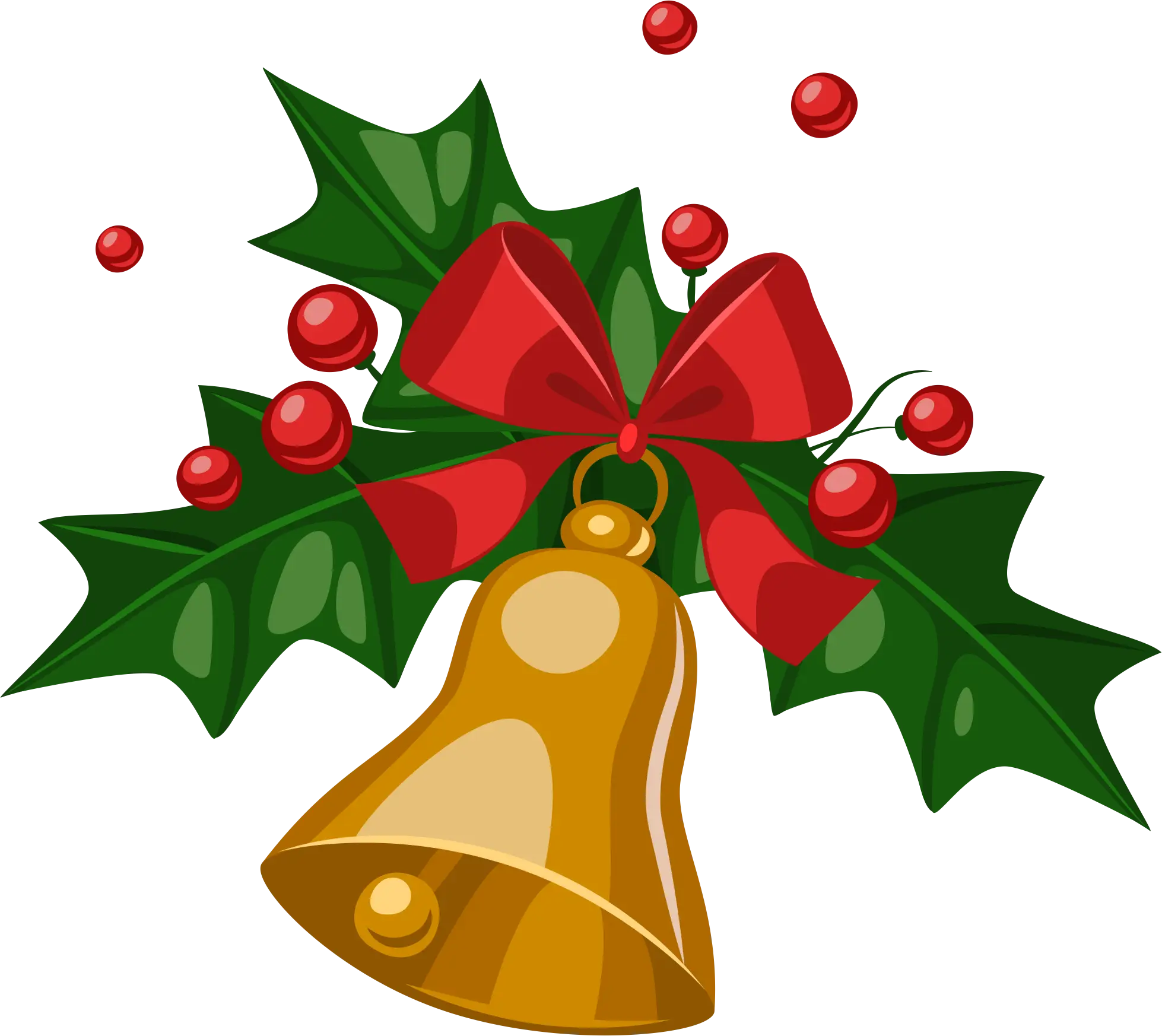 Golden Bell with Holly Leaves for Christmas