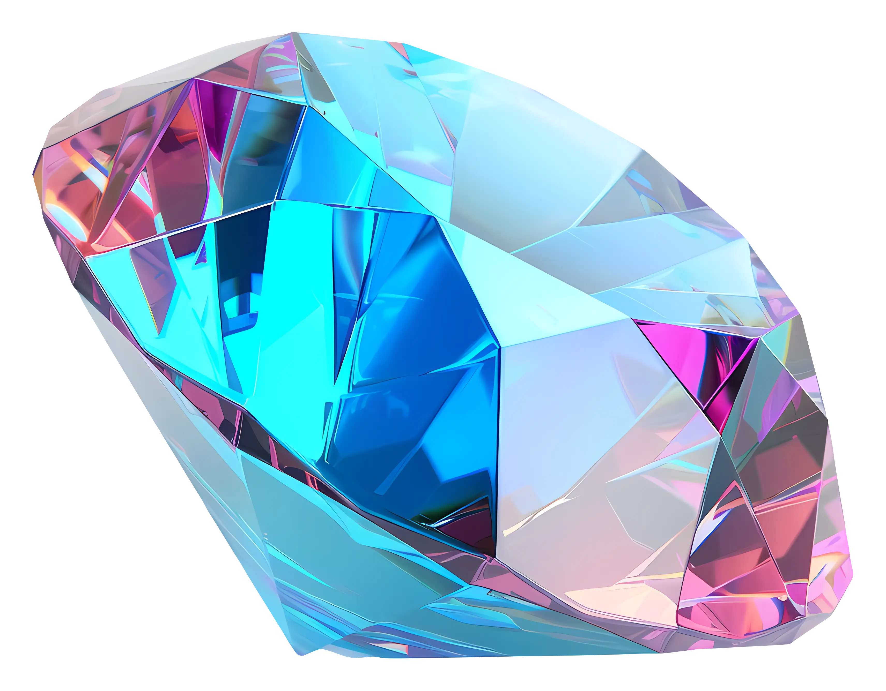Blue Diamond Gemstone with Mirrored Reflection