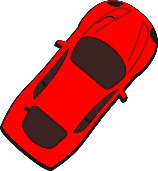 Red Car Illustration in Top-Down View