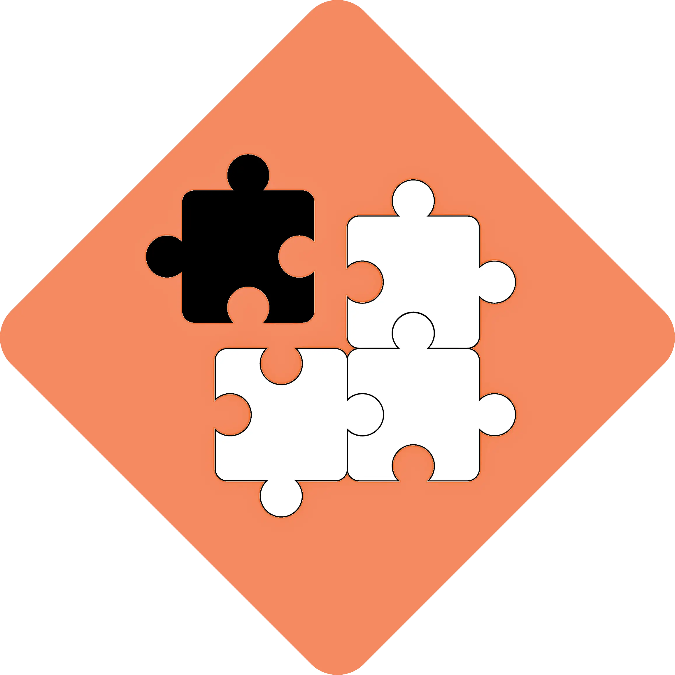 Puzzle Pieces Icon with Orange Background