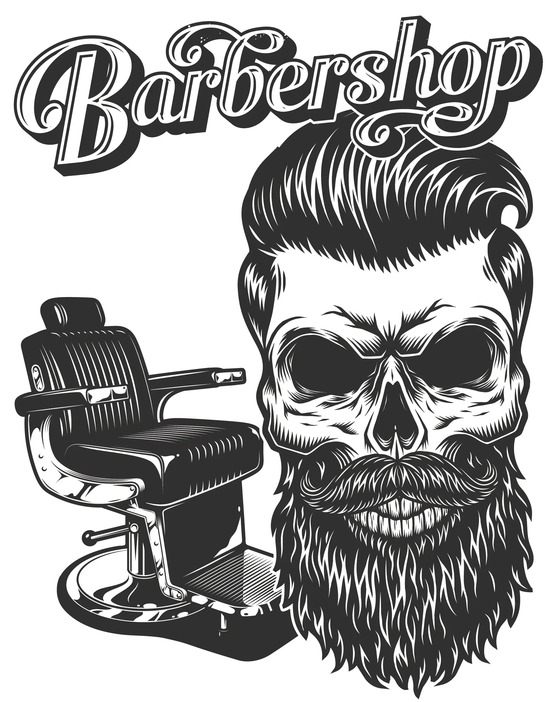 Barbershop Skull Logo