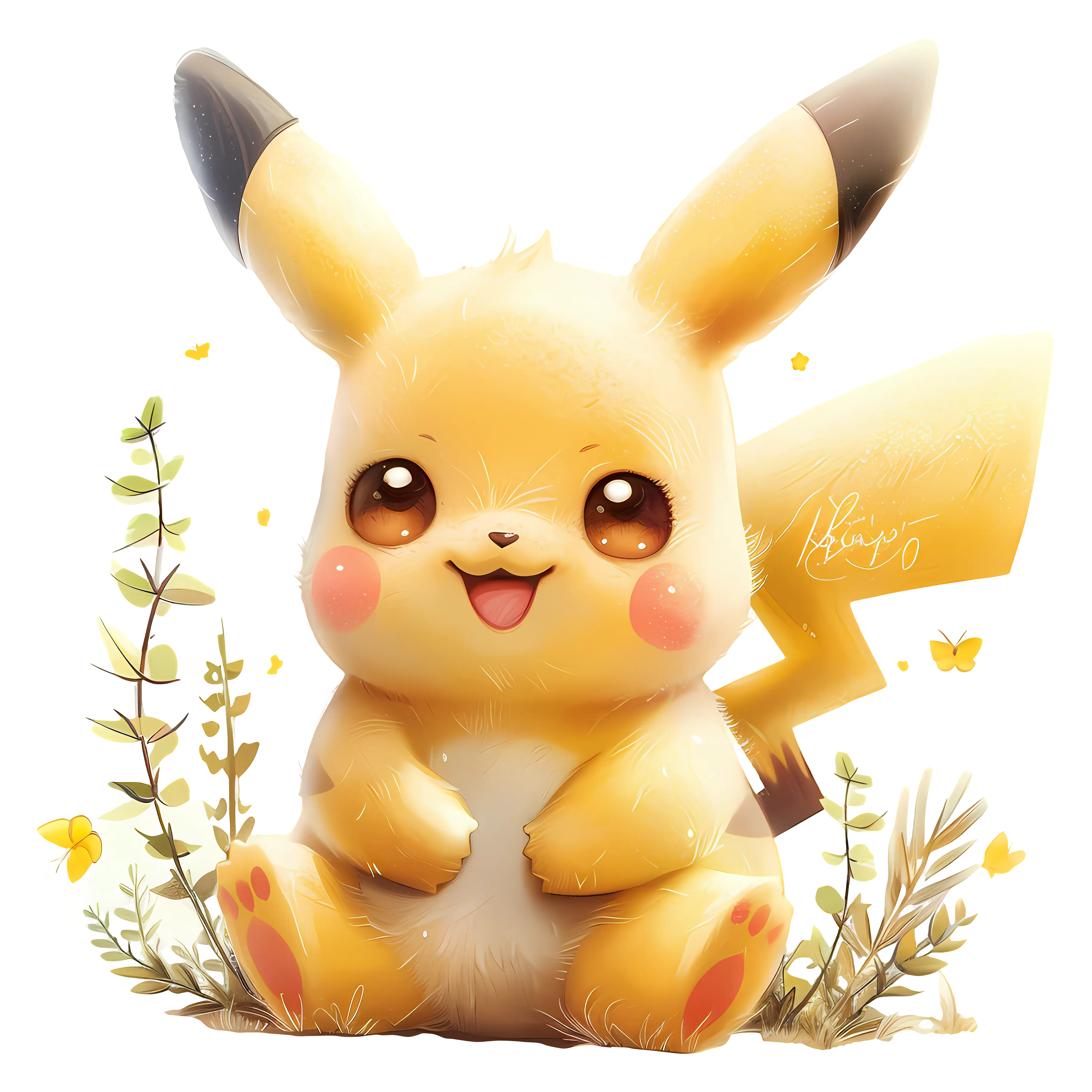 Cute Pikachu Illustration in Nature
