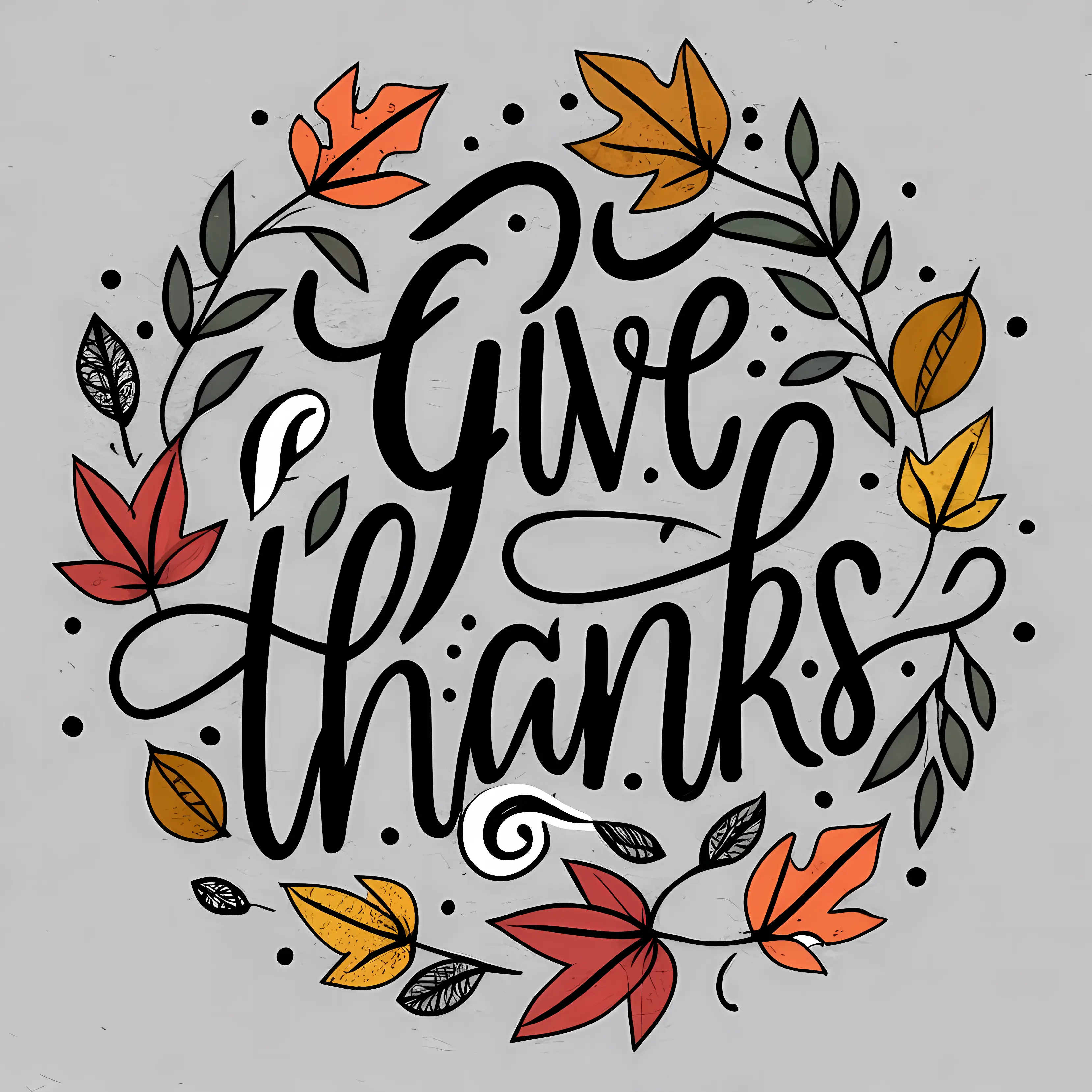 Give Thanks Typography with Autumn Leaves