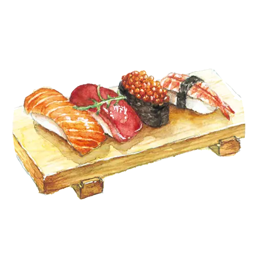 Sushi Platter on Wooden Board