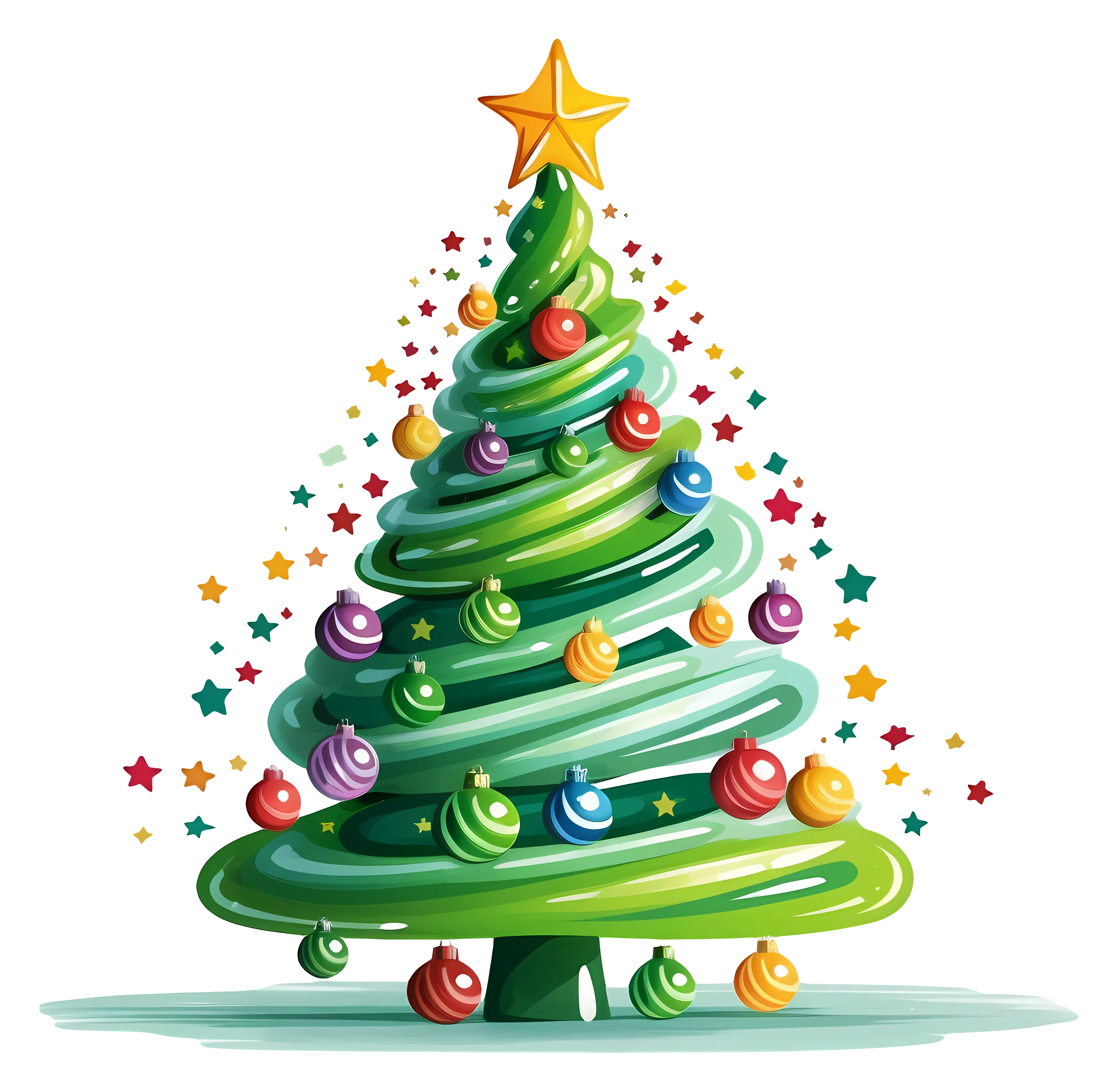 Colorful Christmas Tree with Ornaments