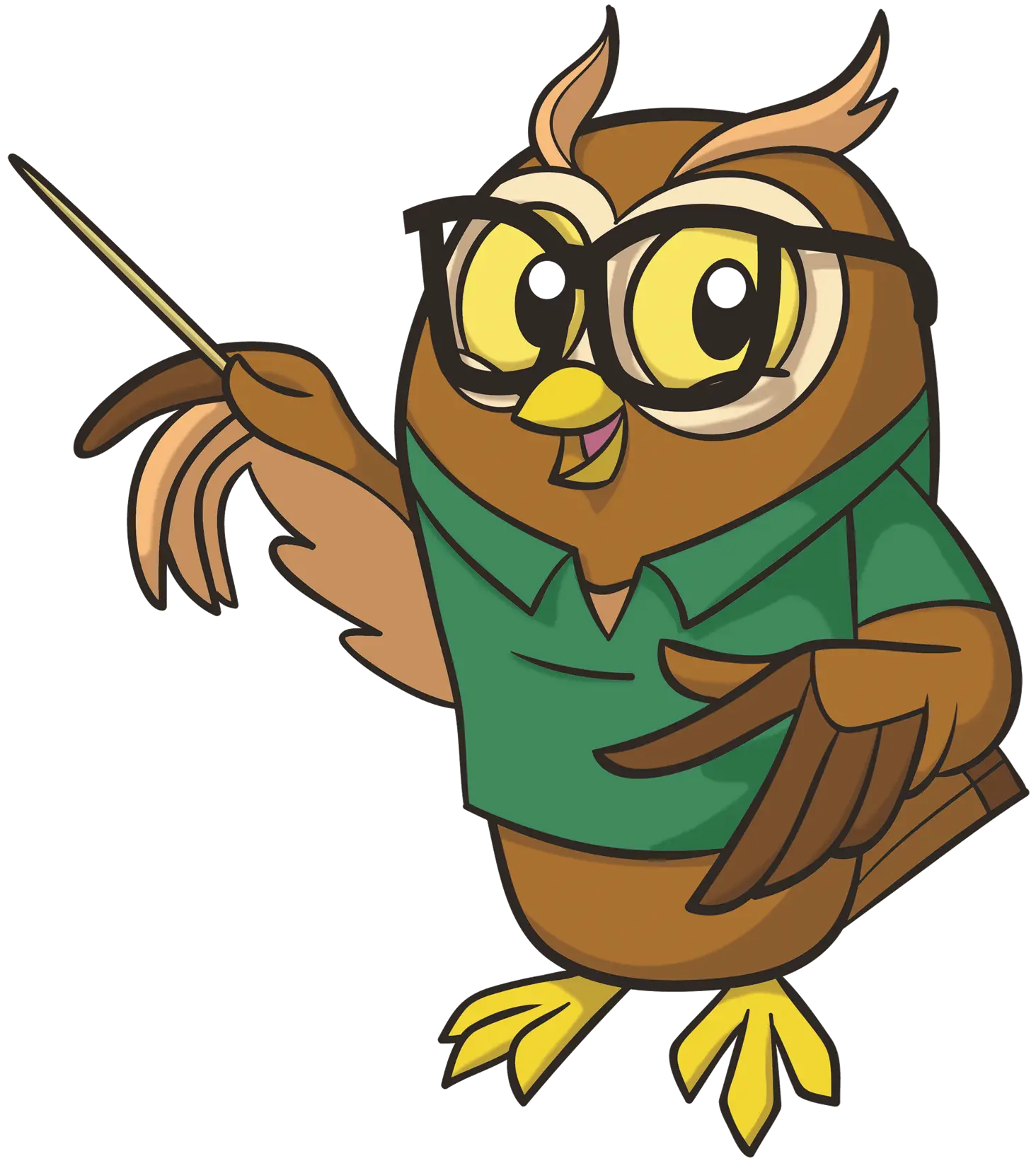 Owl Teacher with Glasses and Pointer