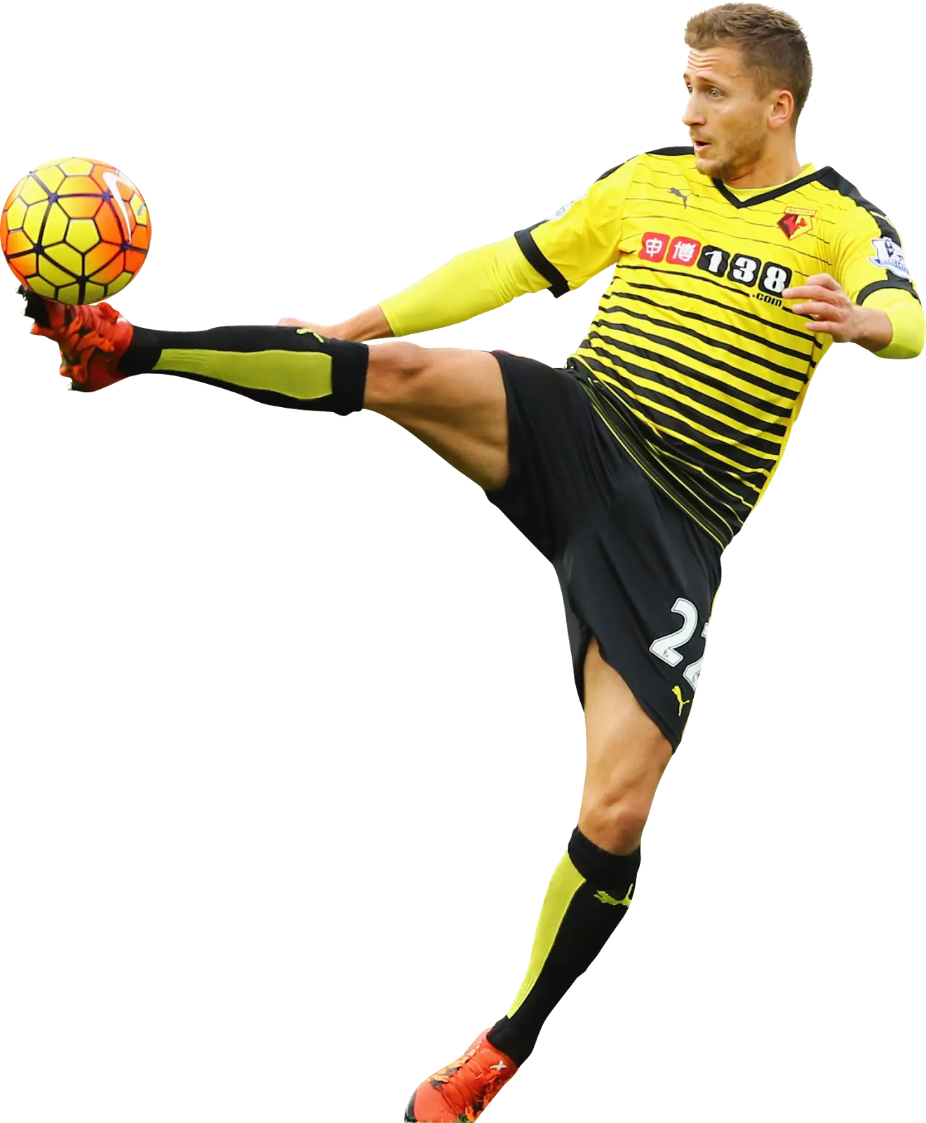 Soccer Player in Action with Ball