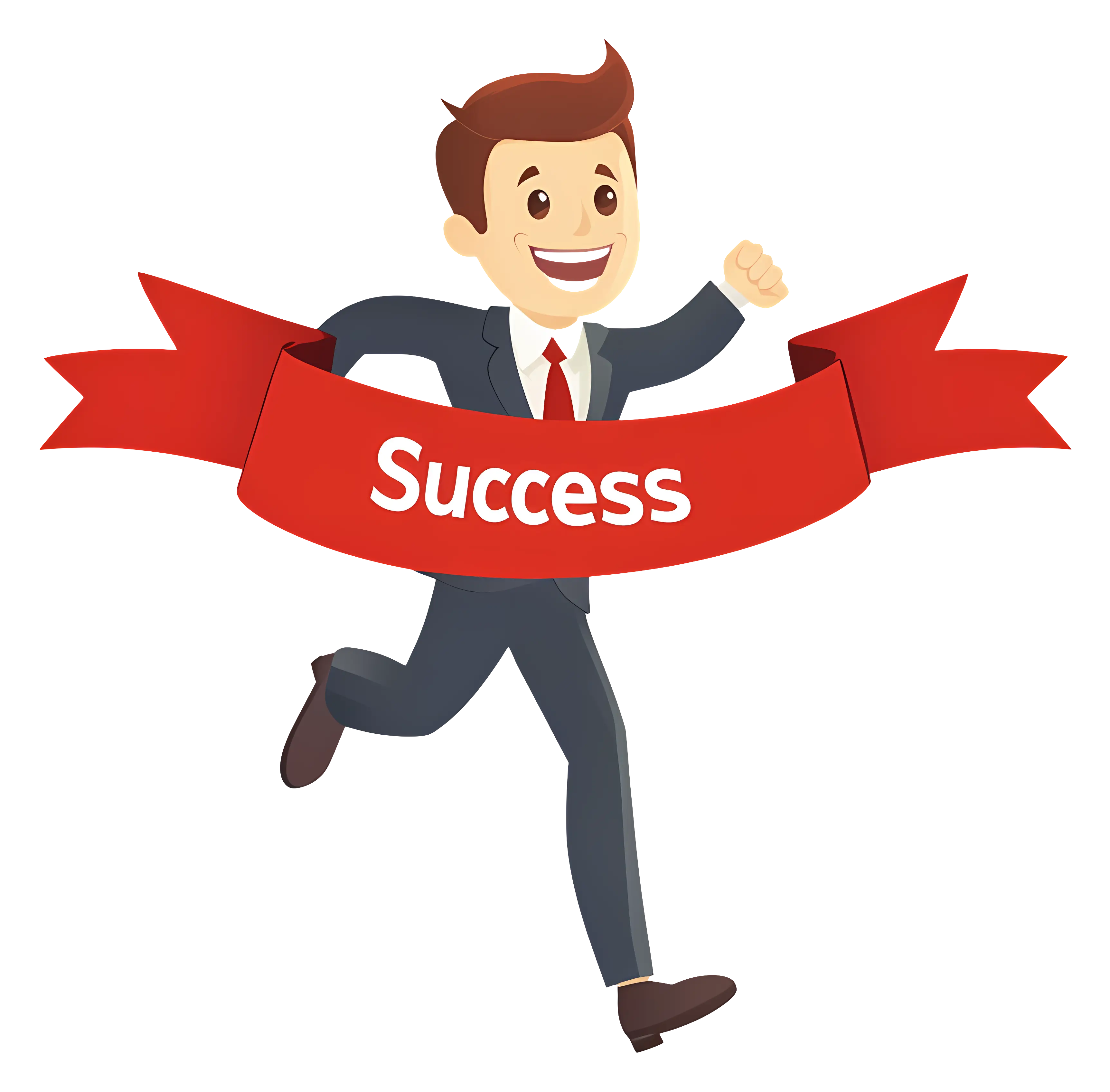 Man Running with a Success Ribbon