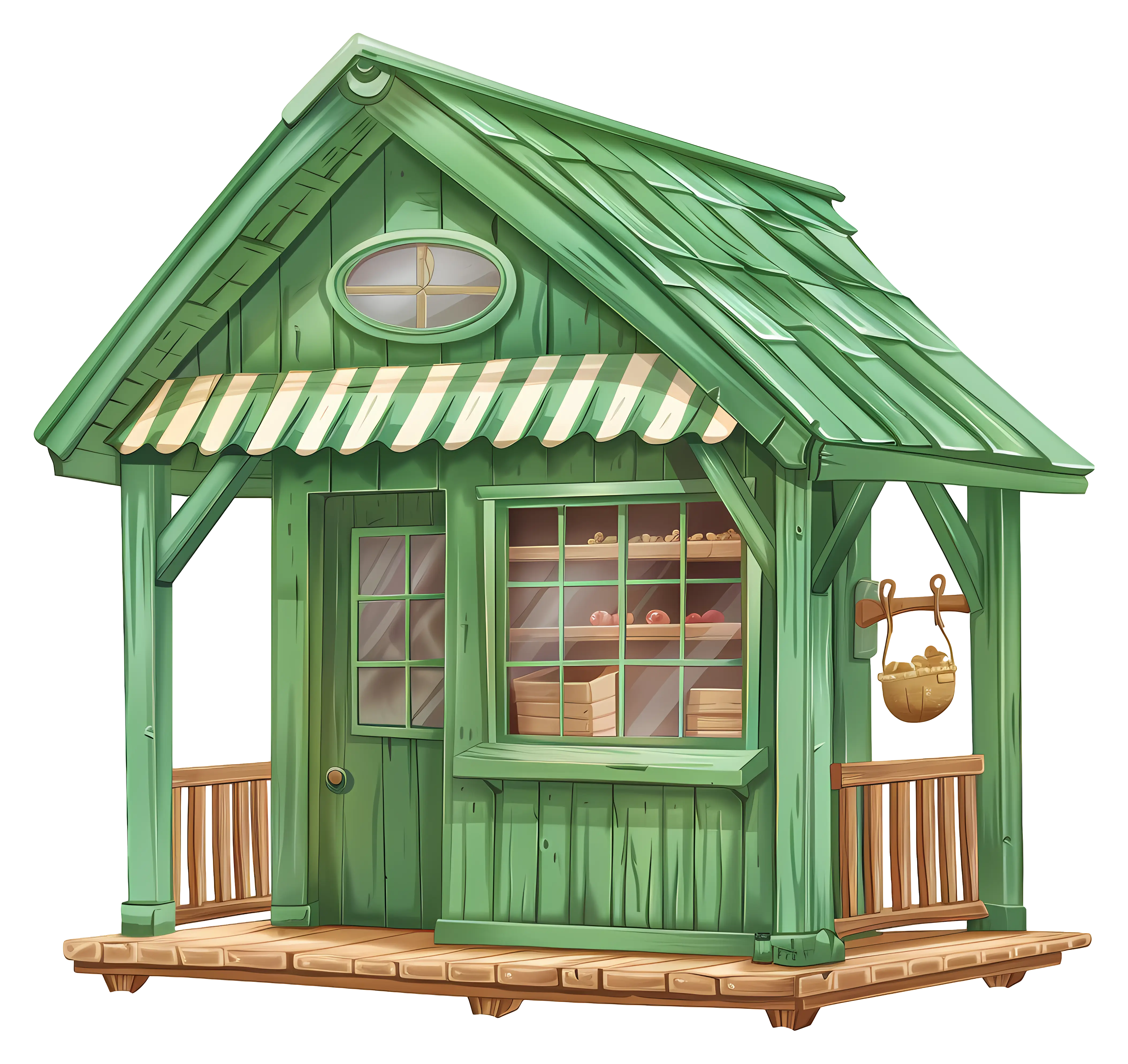 Charming Green House Illustration