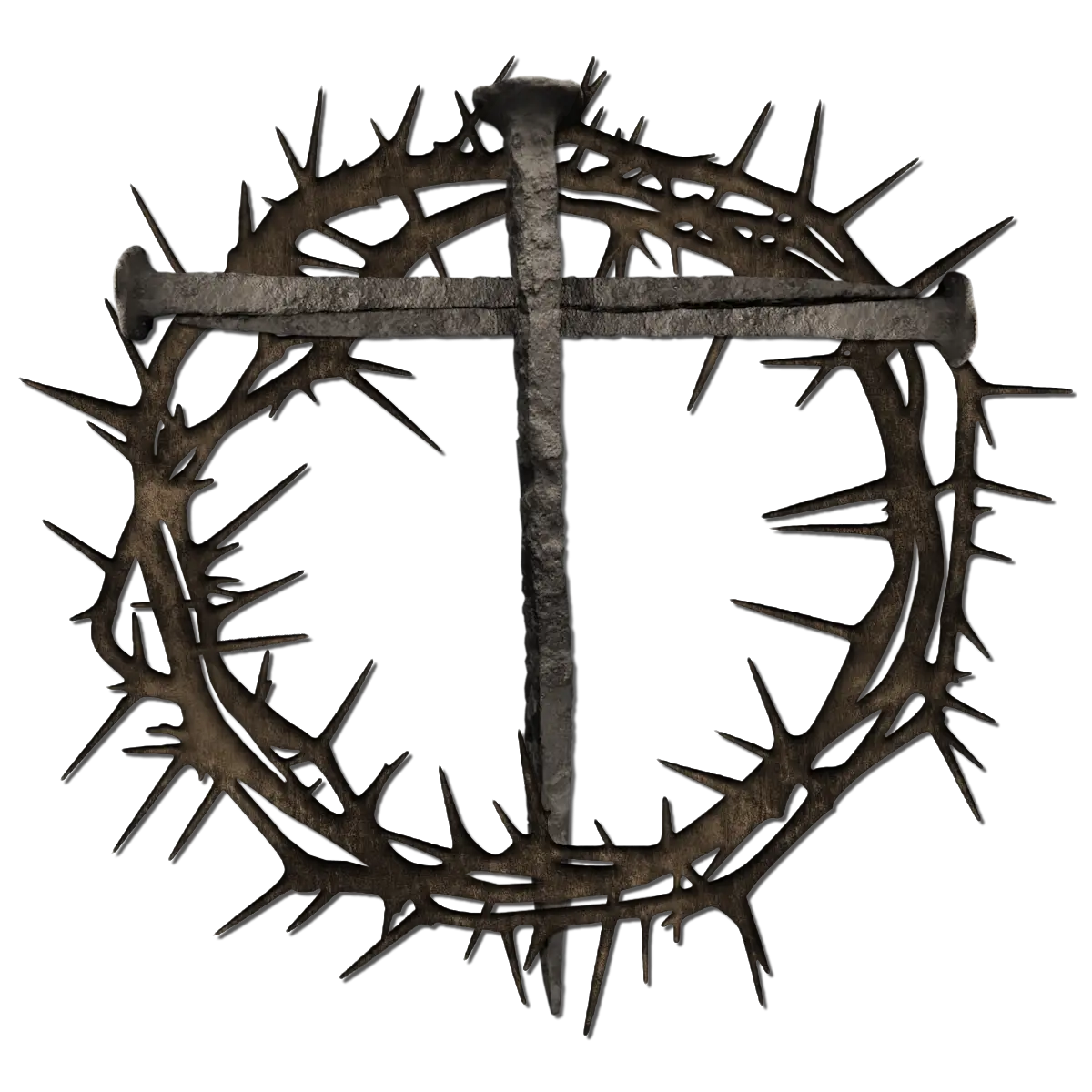 Cross with Crown of Thorns Religious Symbol