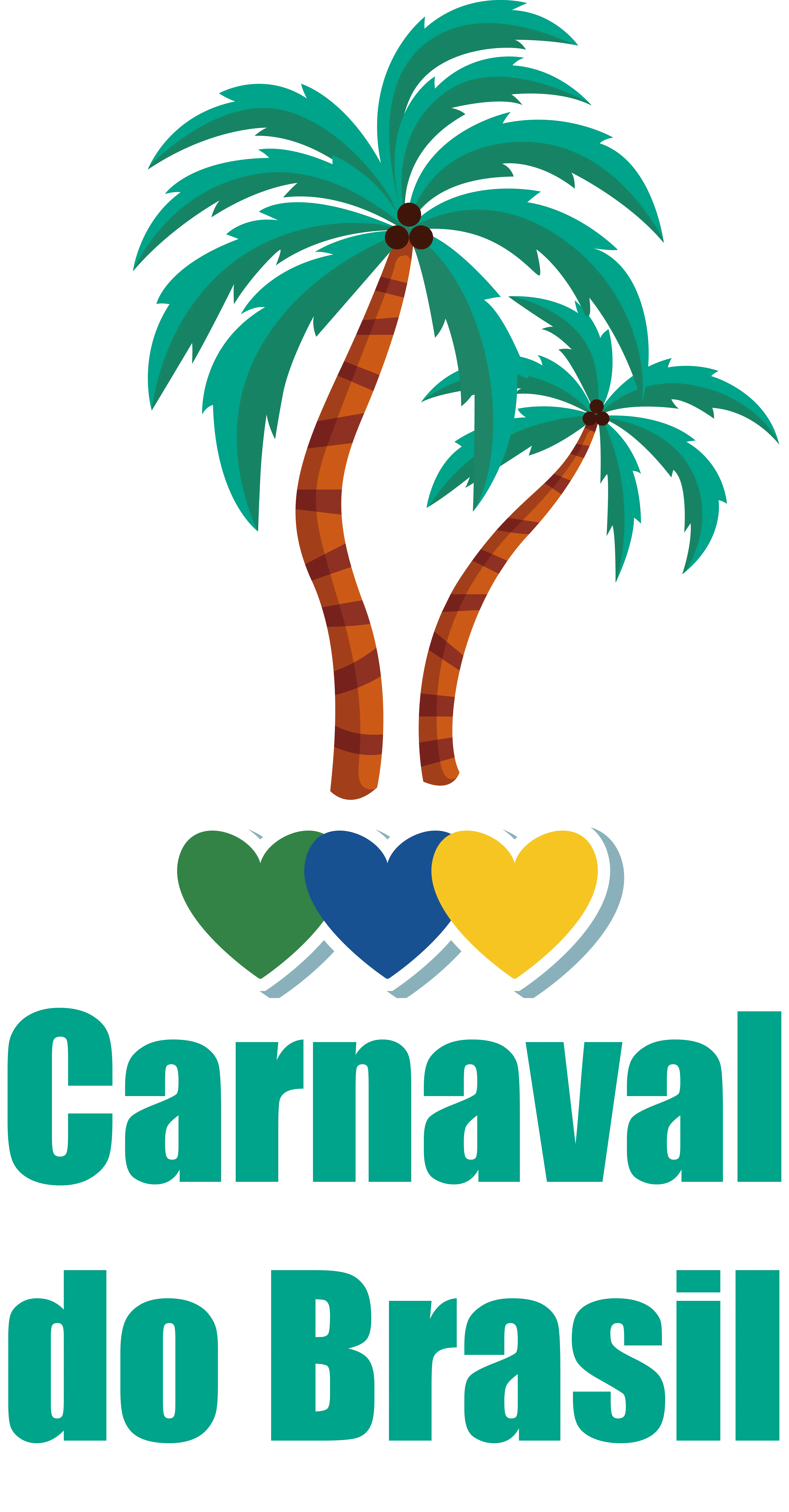 Carnaval do Brasil Logo with Palm Trees and Heart Symbols