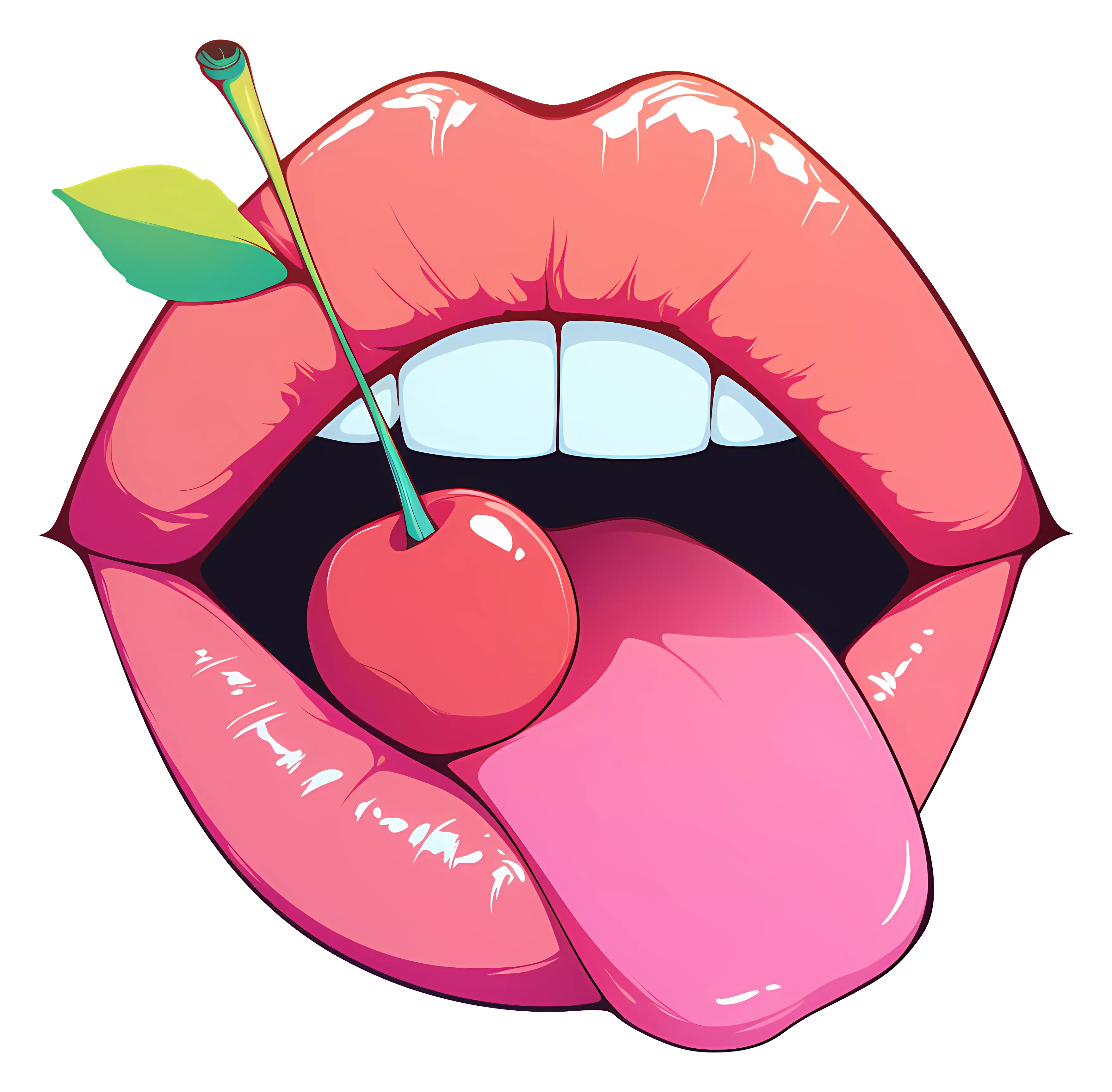 Playful Cherry Lips Illustration