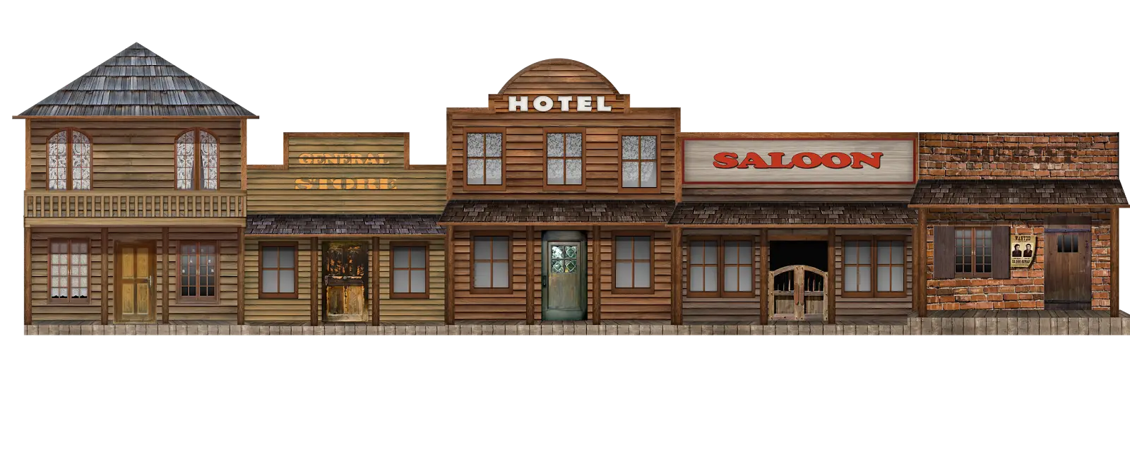 Western Saloon and Town Buildings
