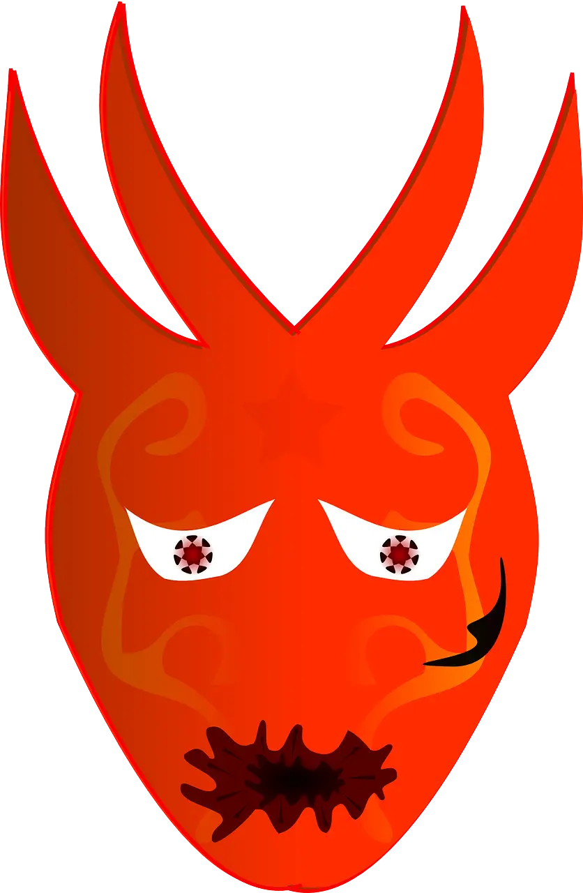 Red Devil Mask with Horns and Face