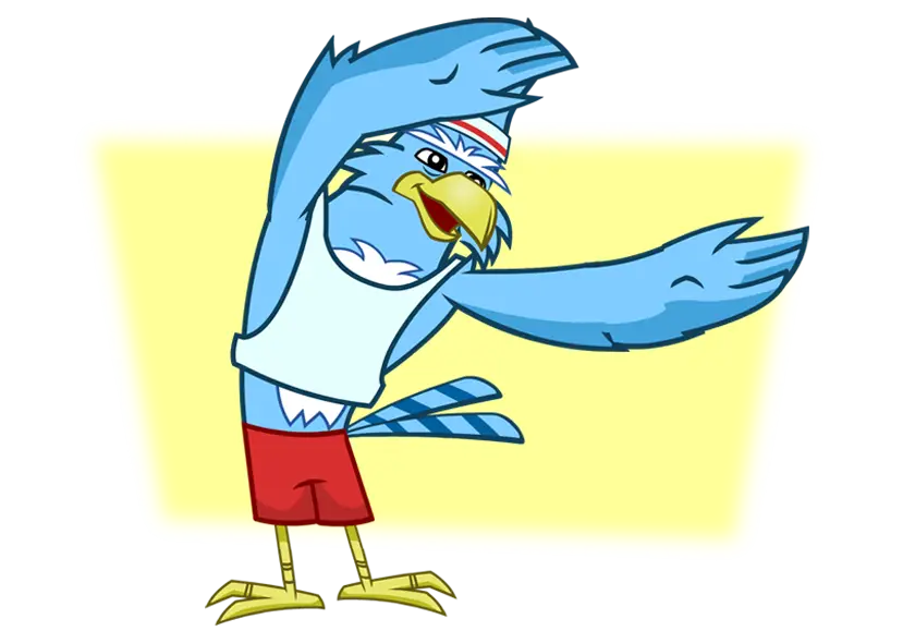 Cartoon Blue Bird Exercising