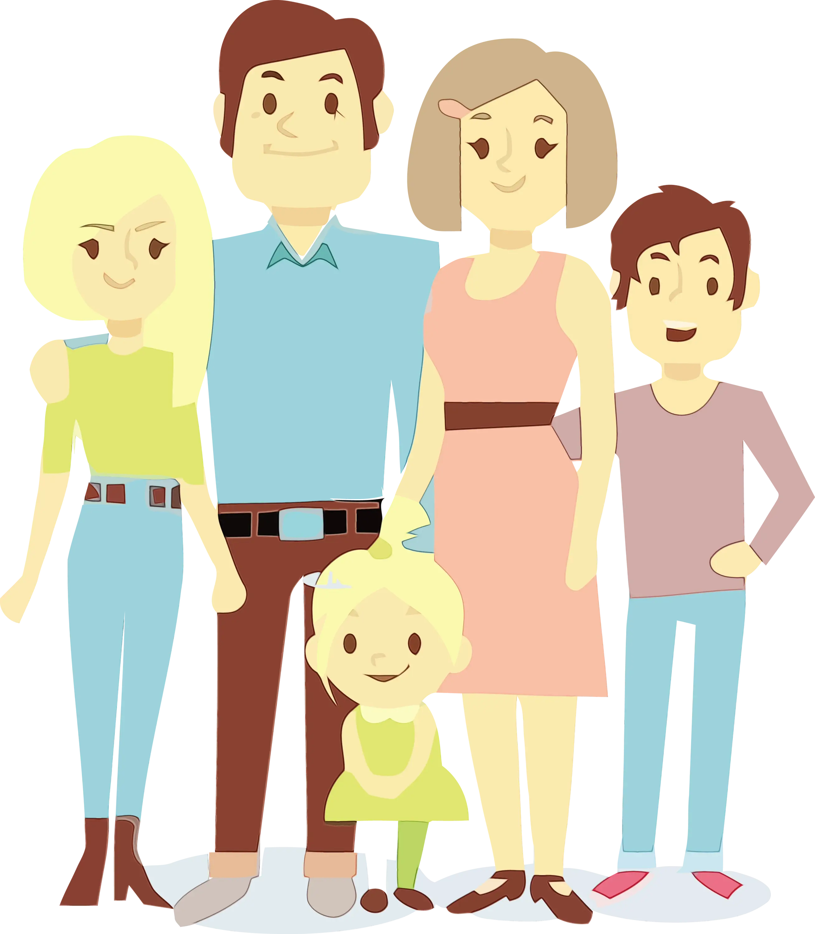 Cartoon Illustration of a Family Group