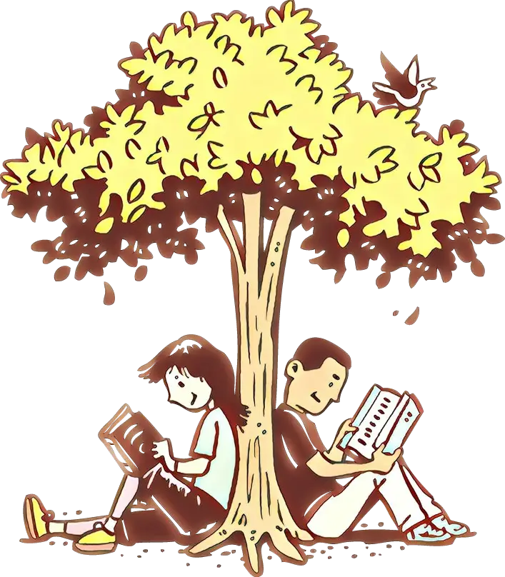 Reading Under a Tree Illustration