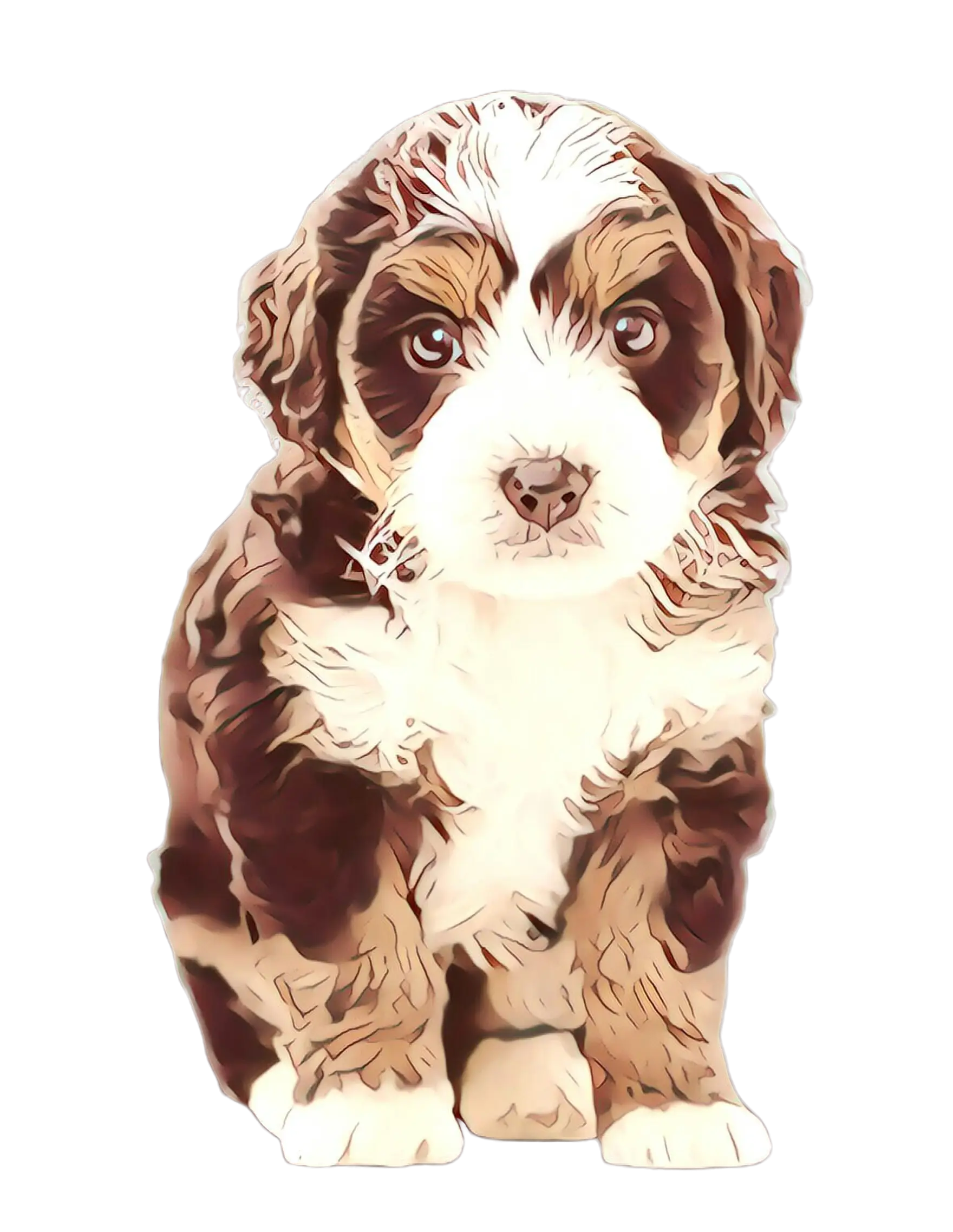 Cute Brown and White Puppy Illustration