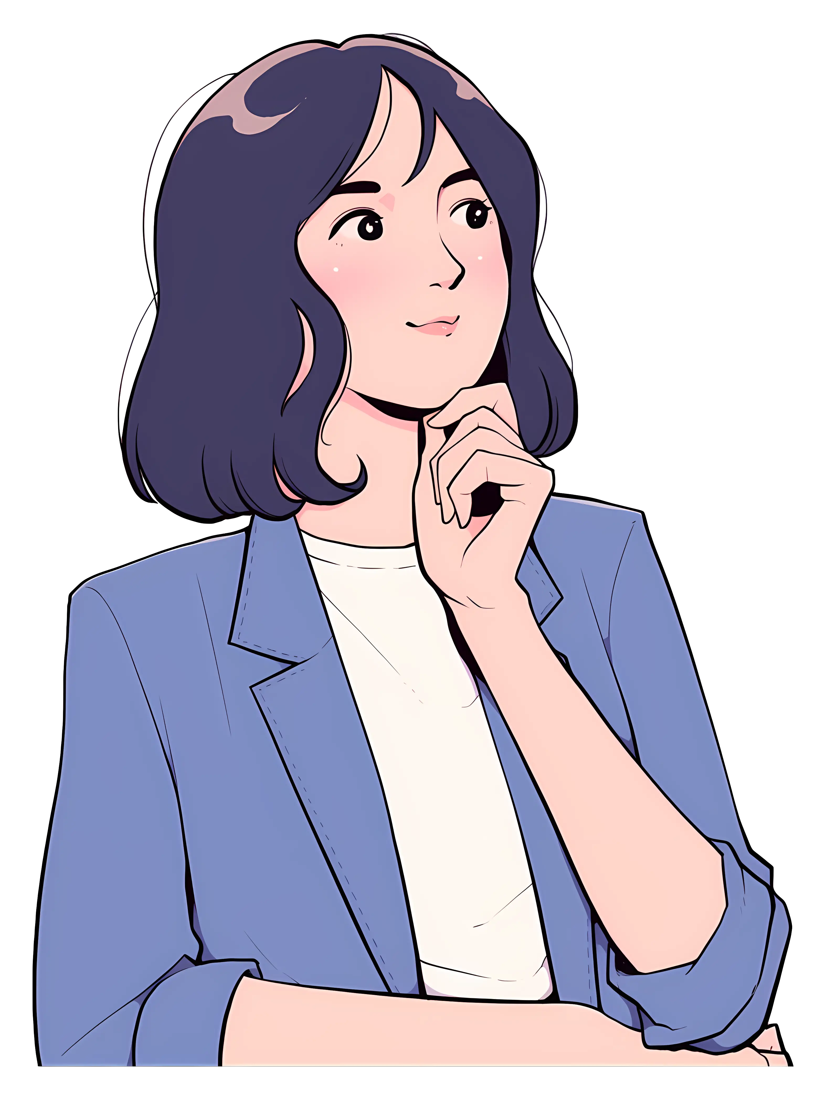Cartoon Thinking Woman Illustration