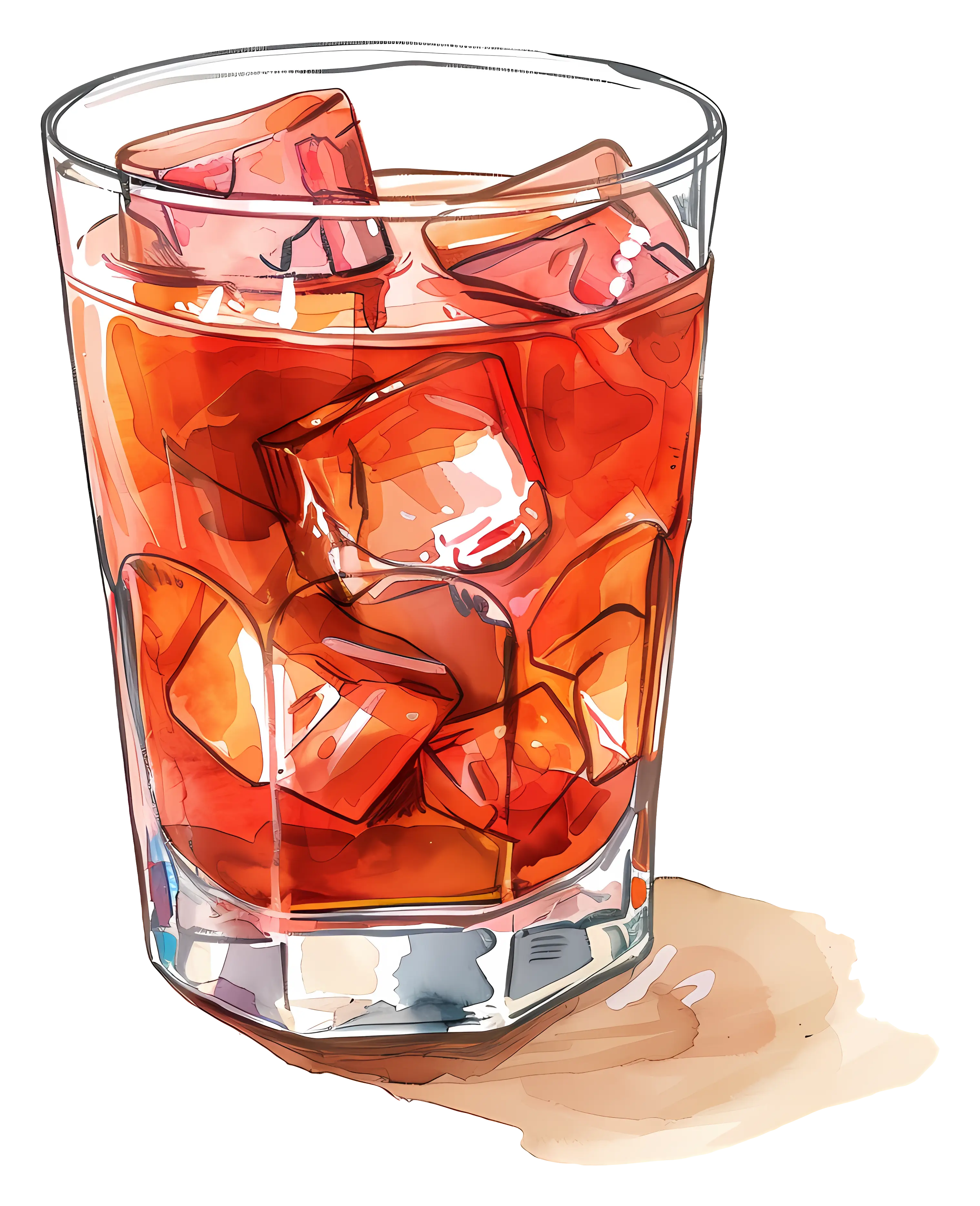Glass of Iced Beverage Illustration