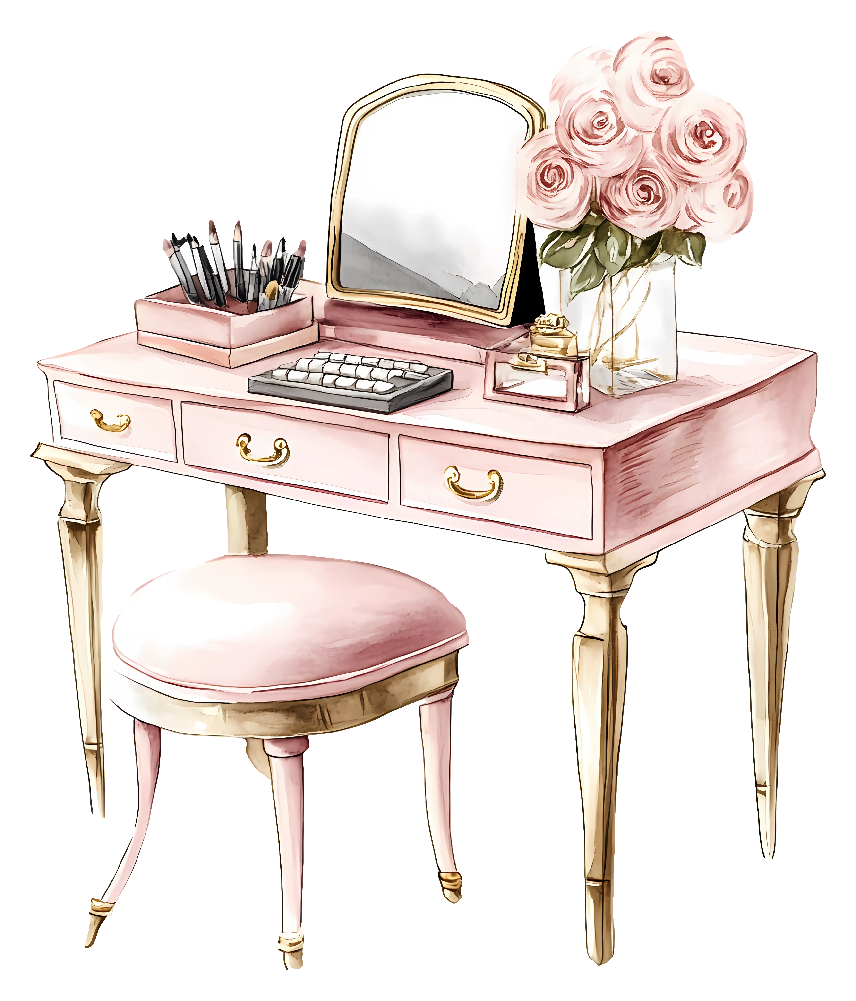 Elegant Vanity Table with Accessories