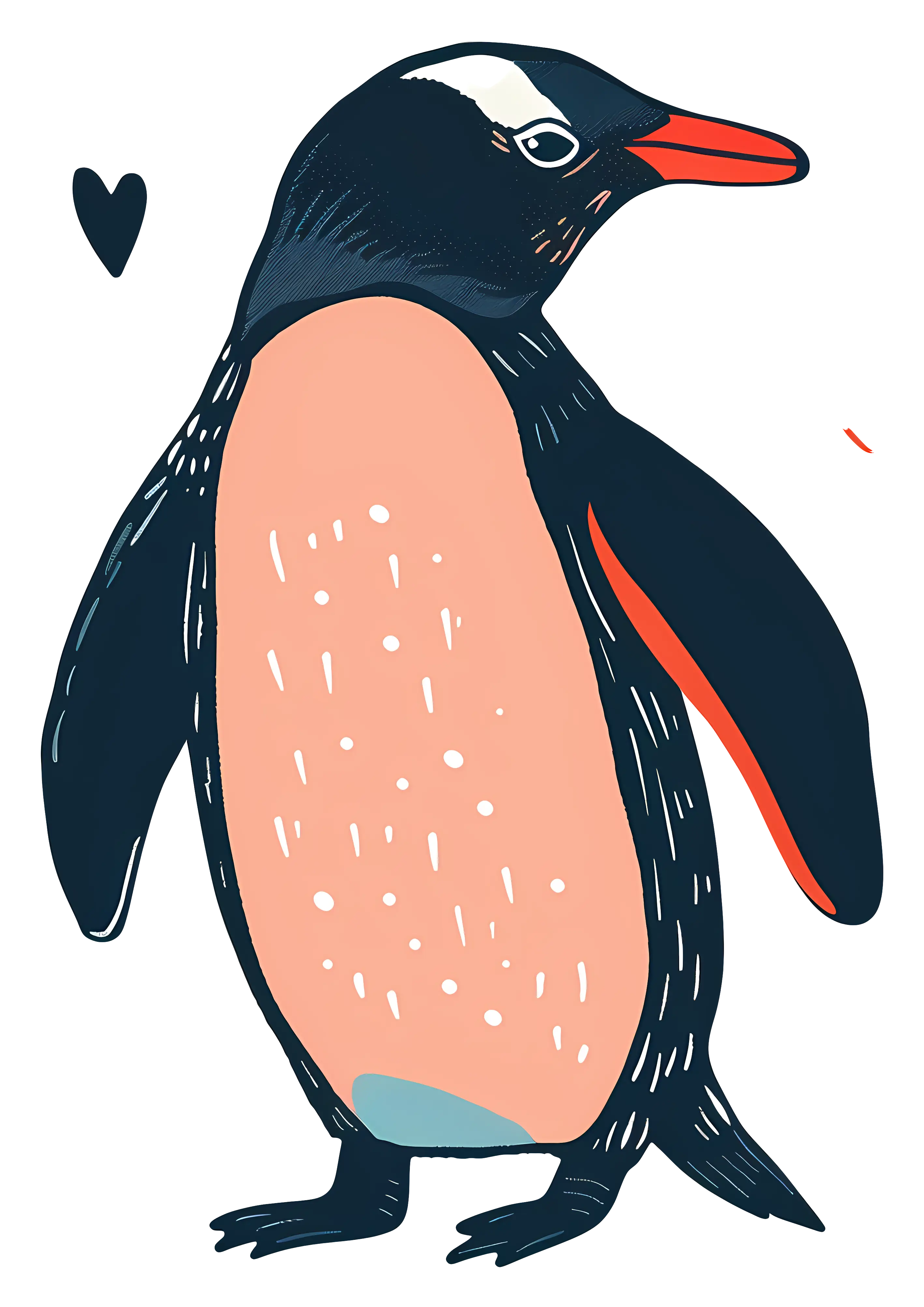 Cartoon Penguin with Heart Design
