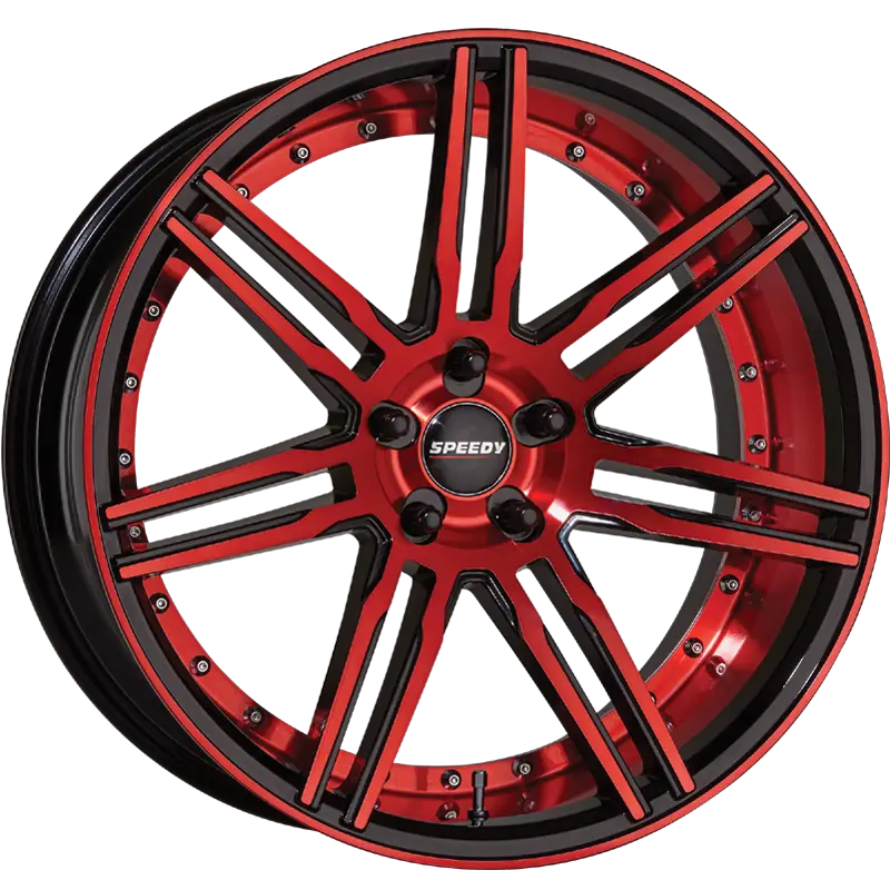 Red Alloy Wheel with Detailed Design