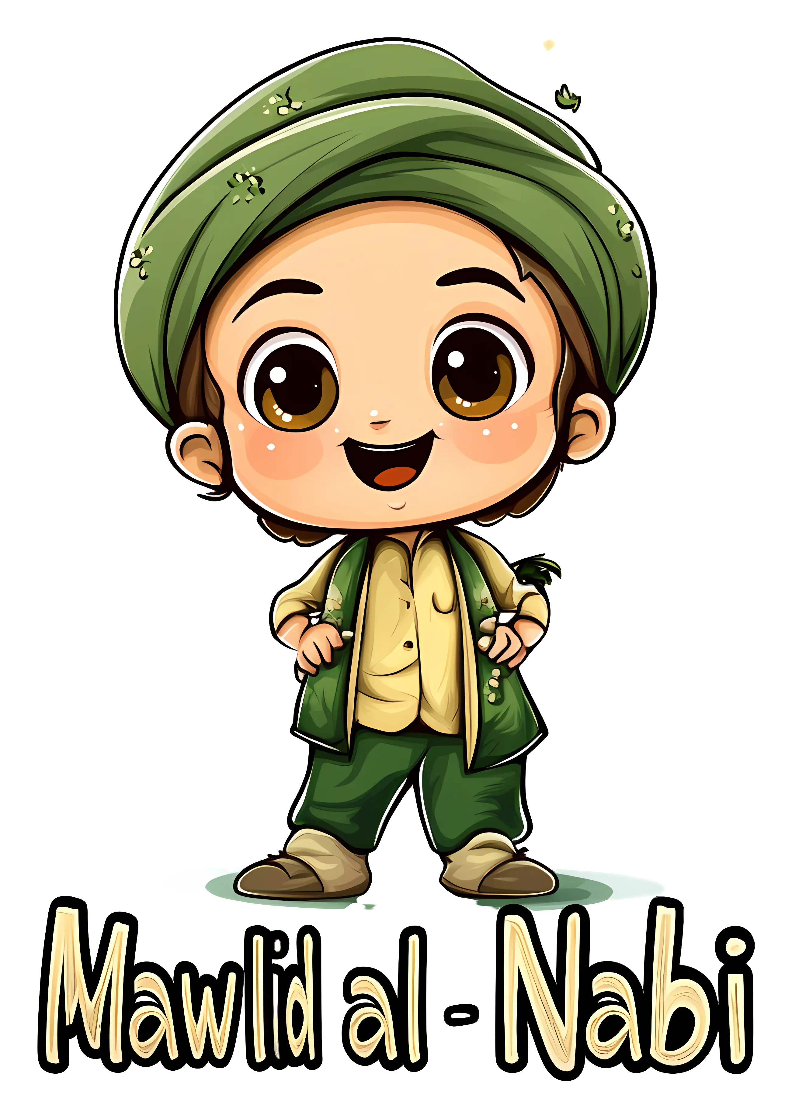 Cartoon Boy Celebrating Mawlid al-Nabi