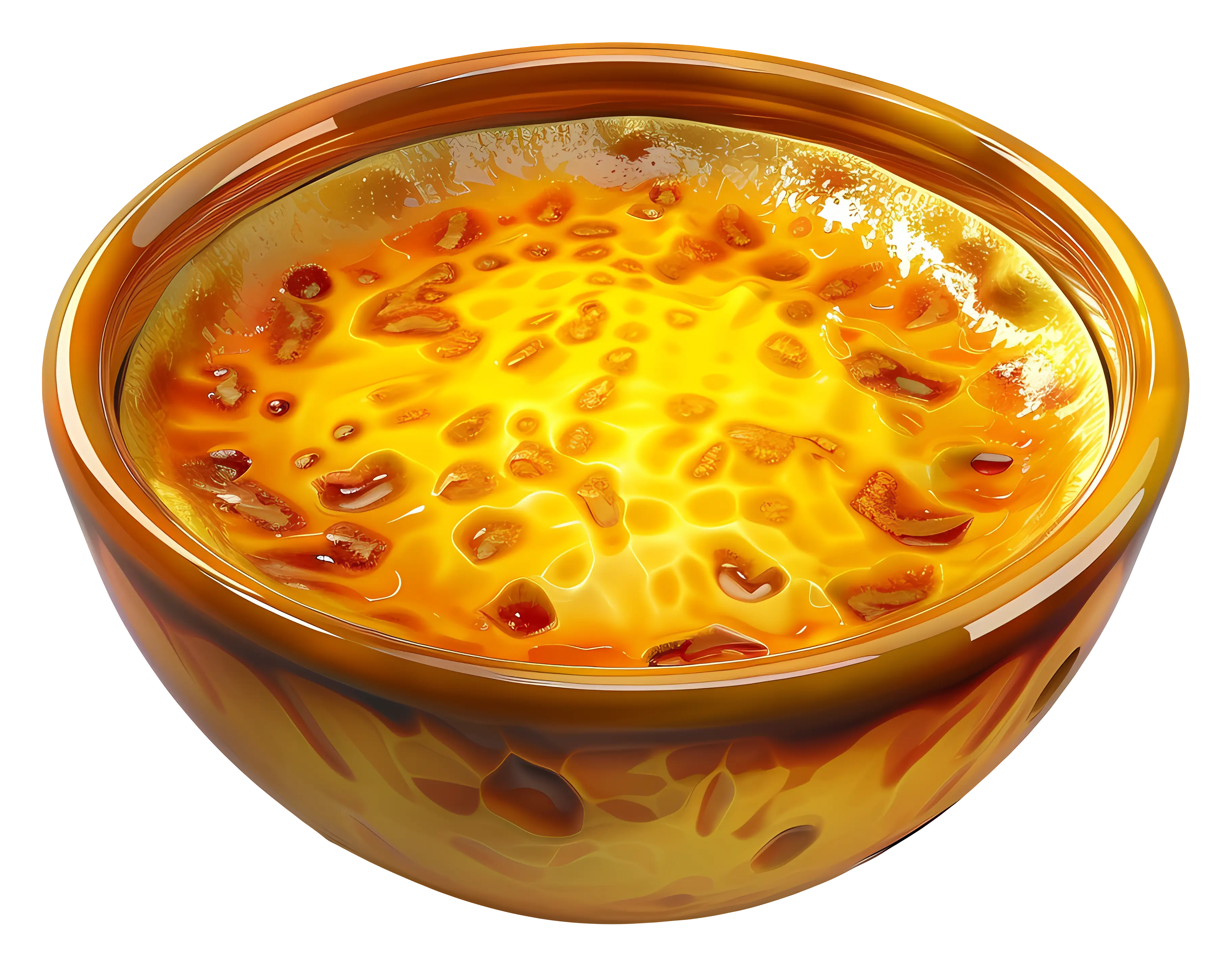 Golden Creme Brulee Dessert Illustration