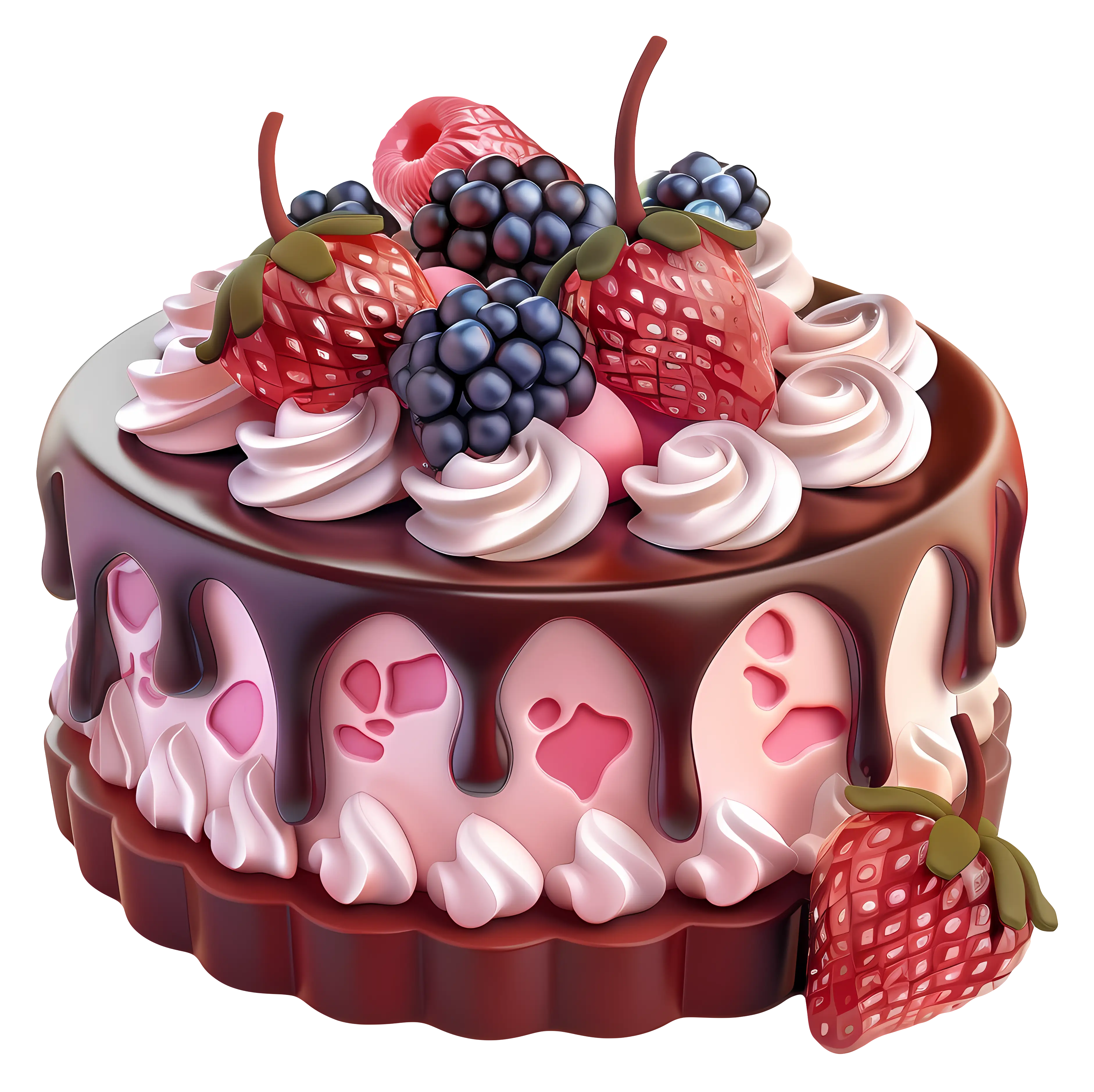 Delicious Berry Chocolate Cake Illustration
