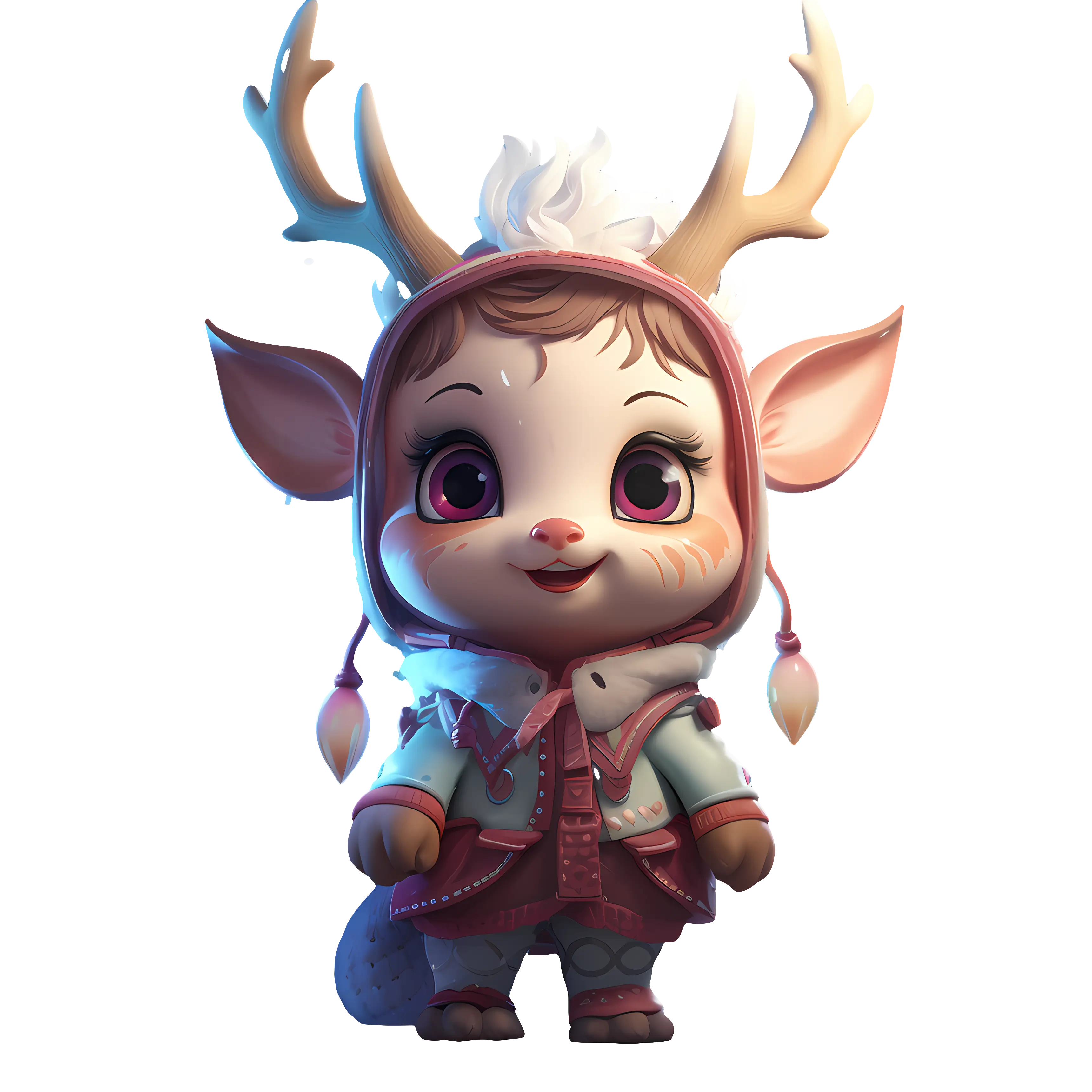 Cute Cartoon Deer in Winter Outfit Illustration